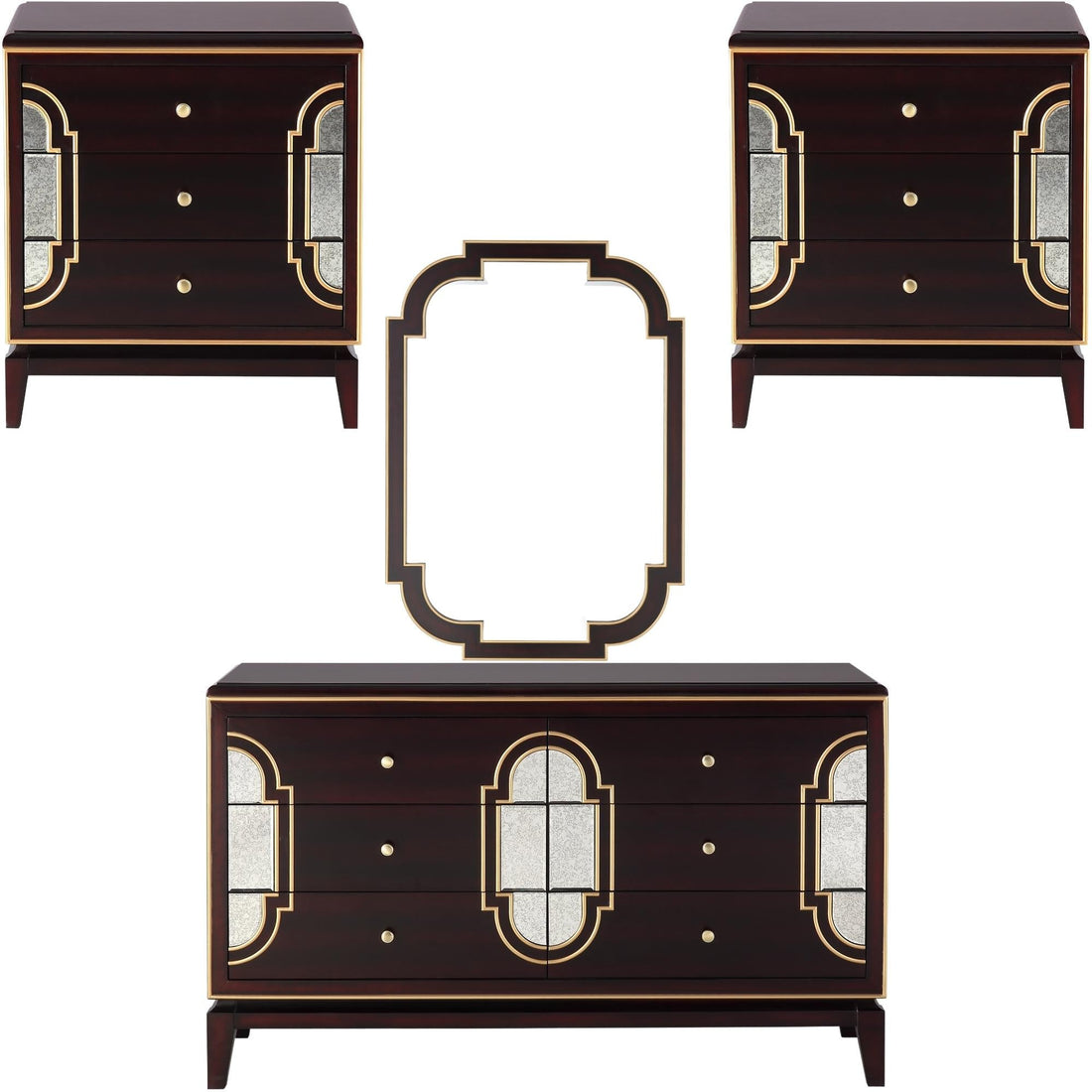 2pc Bedside Table Dresser Solid Wood Chest of Drawers Nightstand