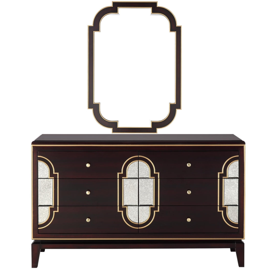 5pc Queen Bed Frame Bedroom Suite Timber Bedside Dresser Mirror Package