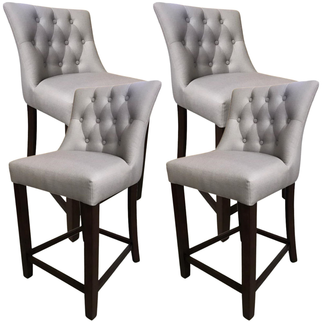 4pc High Fabric Dining Chair Bar Stool French Provincial Solid Timber