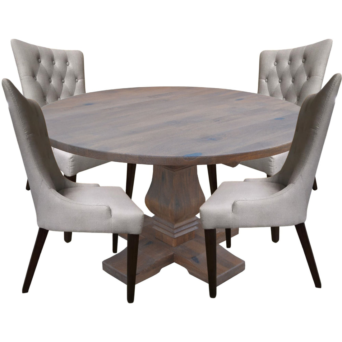 5pc Round Dining Table Set 135cm 4 Fabric Chair French Provincial