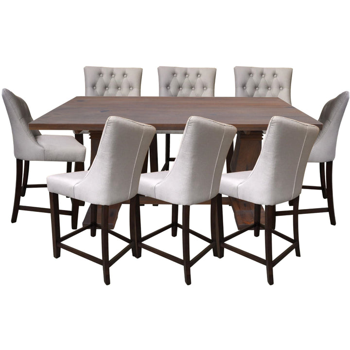 9pc High Dining Table Set 200cm 8 Fabric Chair French Provincial