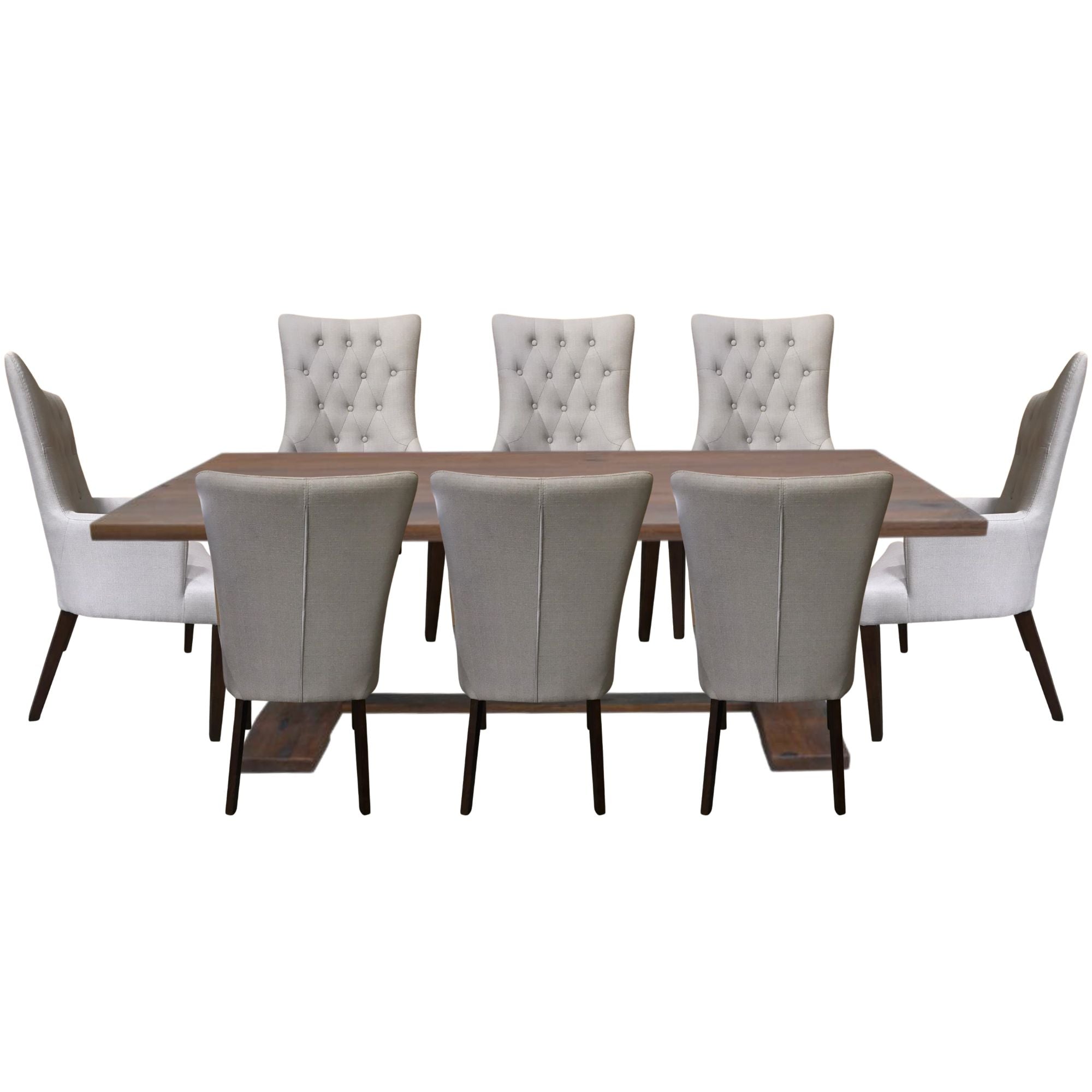 9pc Dining Table Set 230cm 6 Fabric 2 Carver Chair French Provincial