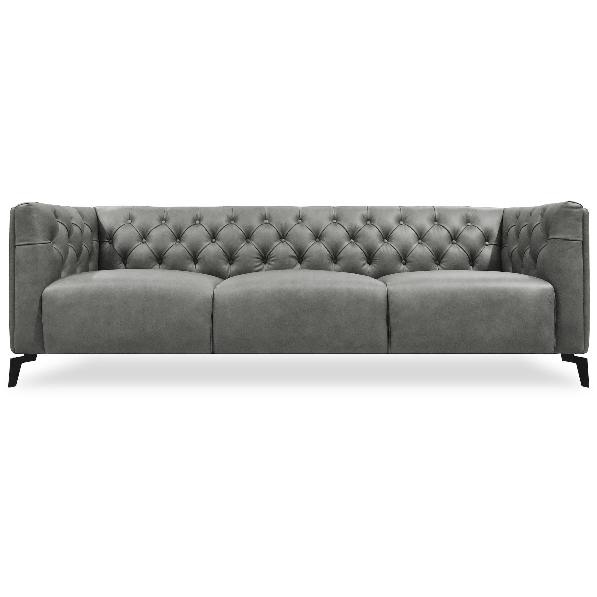 Luxe 2pc Genuine Forli Leather Sofa Set 2.5-3.5 Seater  Lounge Couch -Dark Grey