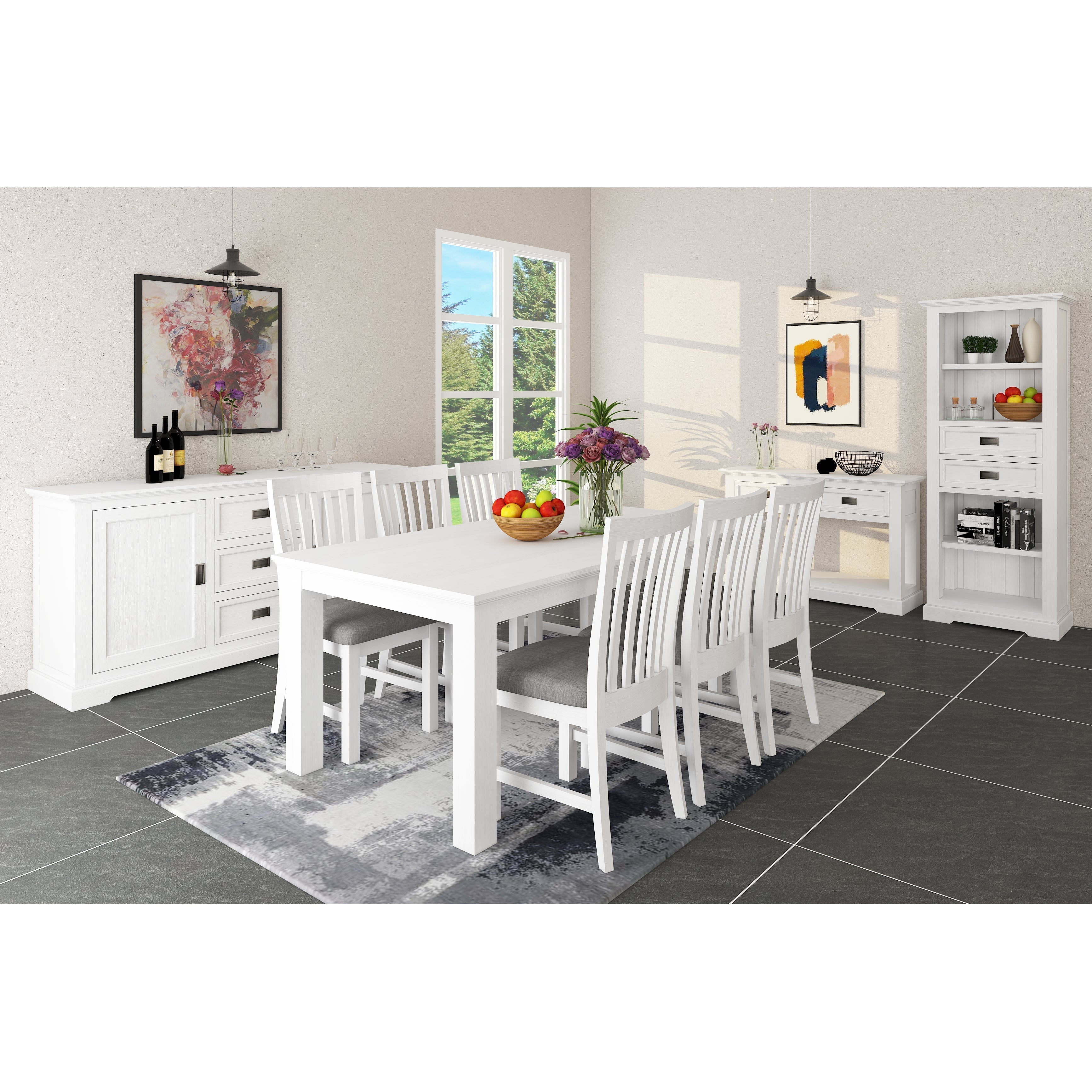 Set of 4 Solid Acacia Timber Wood Coastal Furniture - White