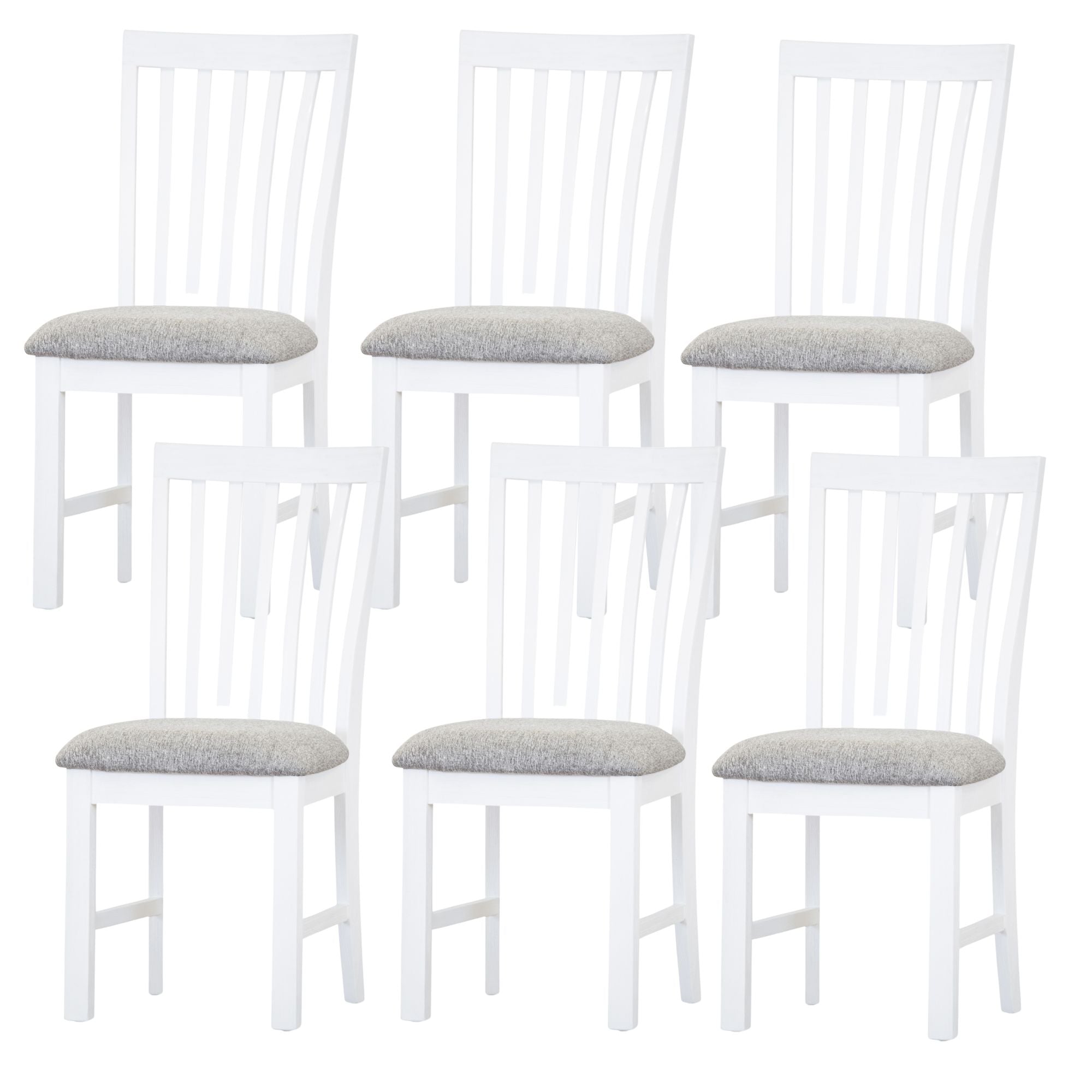 Set of 6 Solid Acacia Timber Wood Coastal Furniture - White