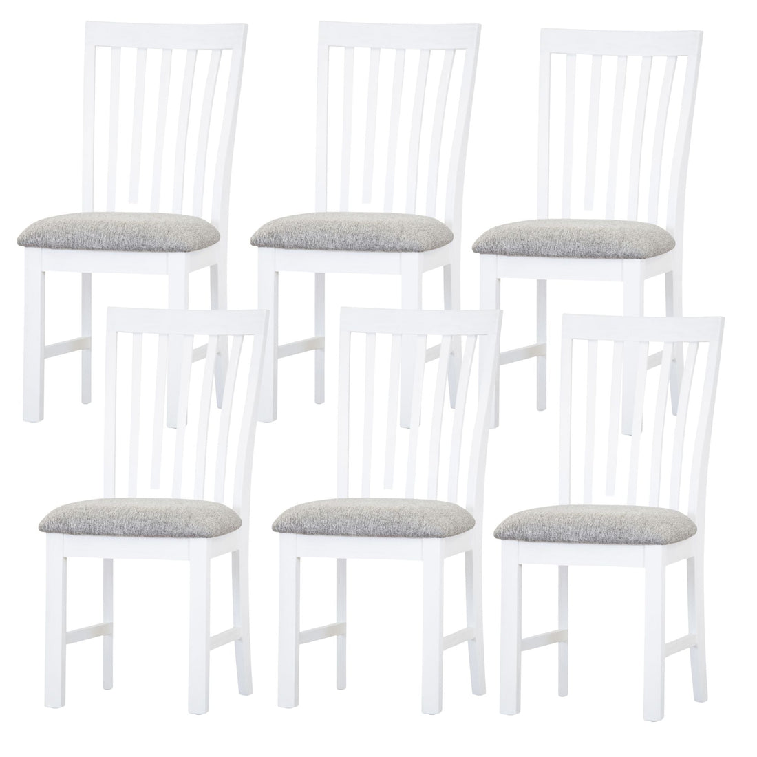 Set of 6 Solid Acacia Timber Wood Coastal Furniture - White