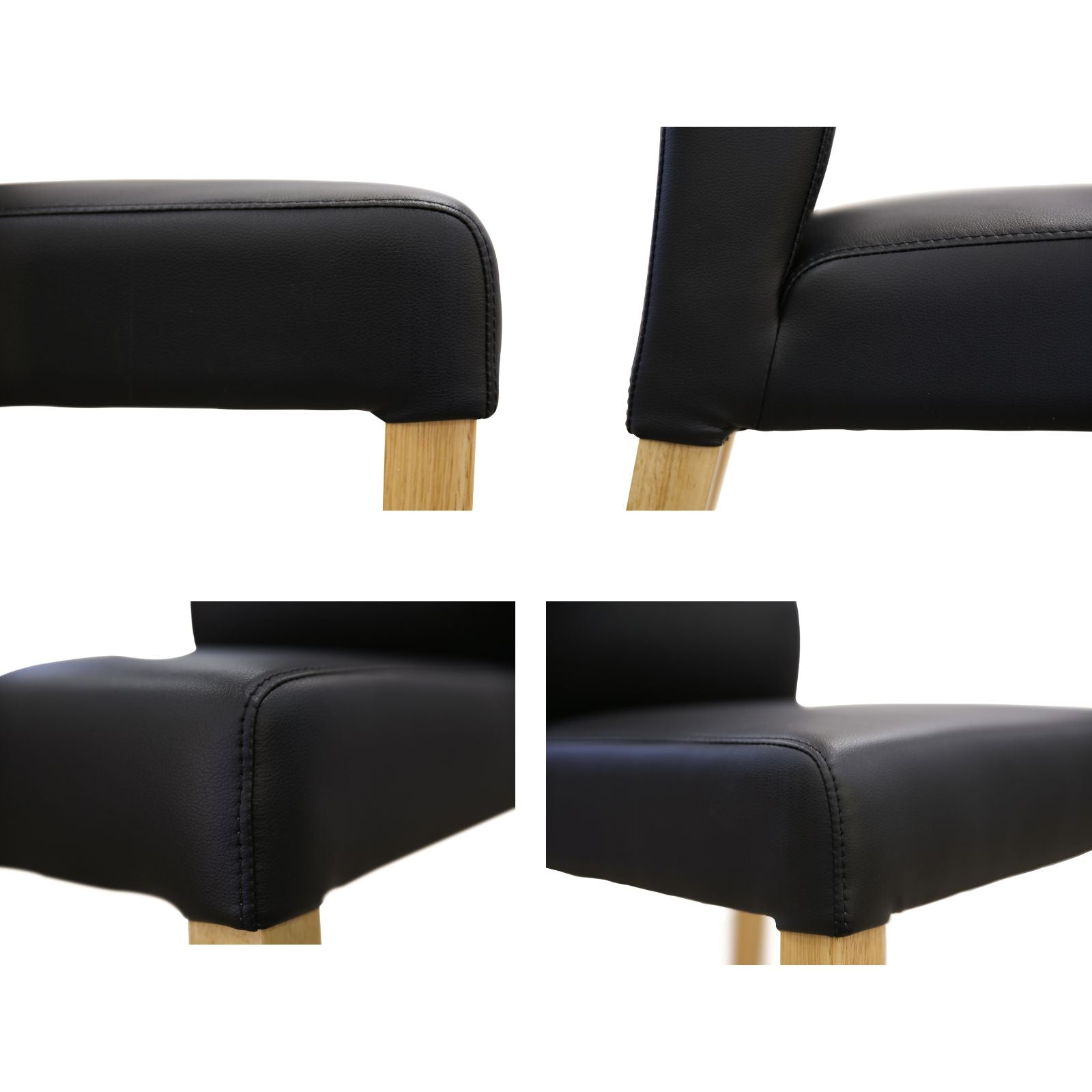 Set of 6 PU Leather Seat Solid Messmate Timber - Black