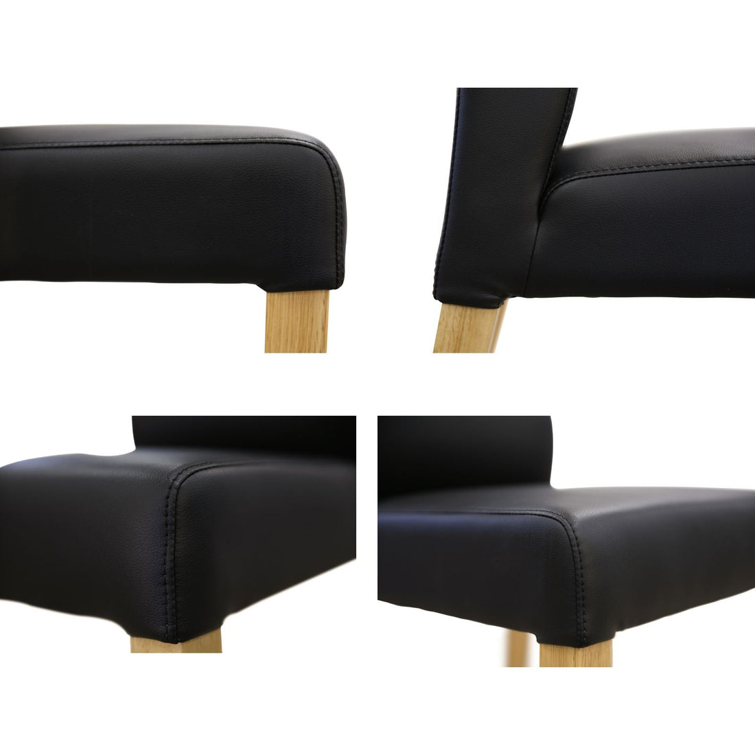 Set of 6 PU Leather Seat Solid Messmate Timber - Black