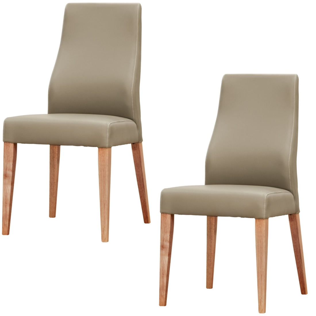 Set of 2 PU Leather Seat Solid Messmate Timber - Silver