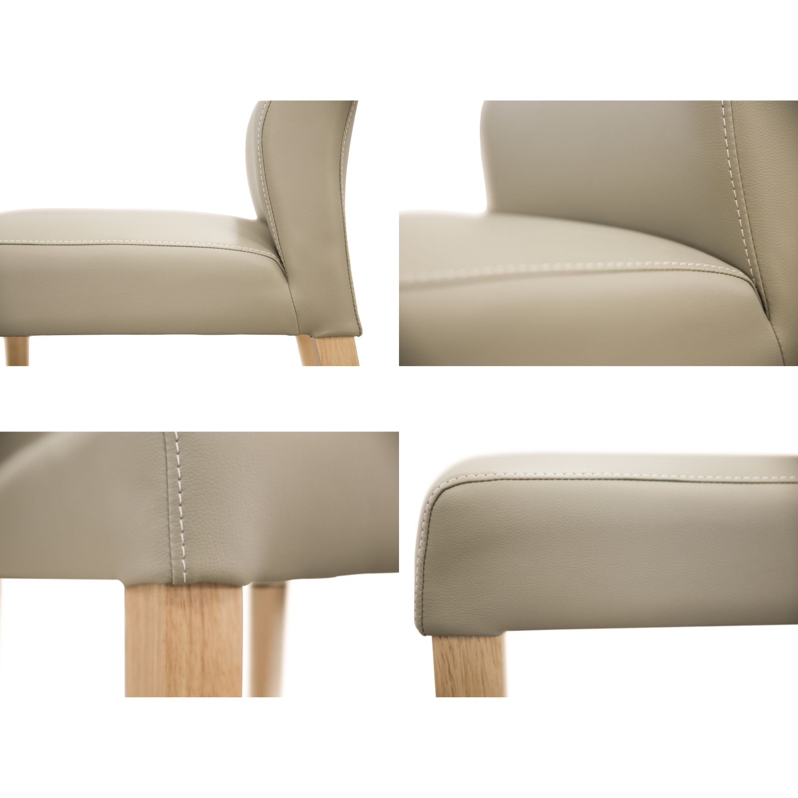 Set of 2 PU Leather Seat Solid Messmate Timber - Silver