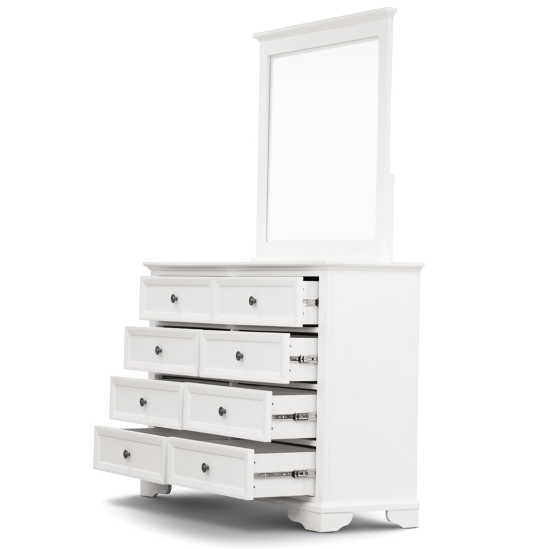 Dresser Mirror 8 Chest of Drawers Bedroom Timber Storage Cabinet - White