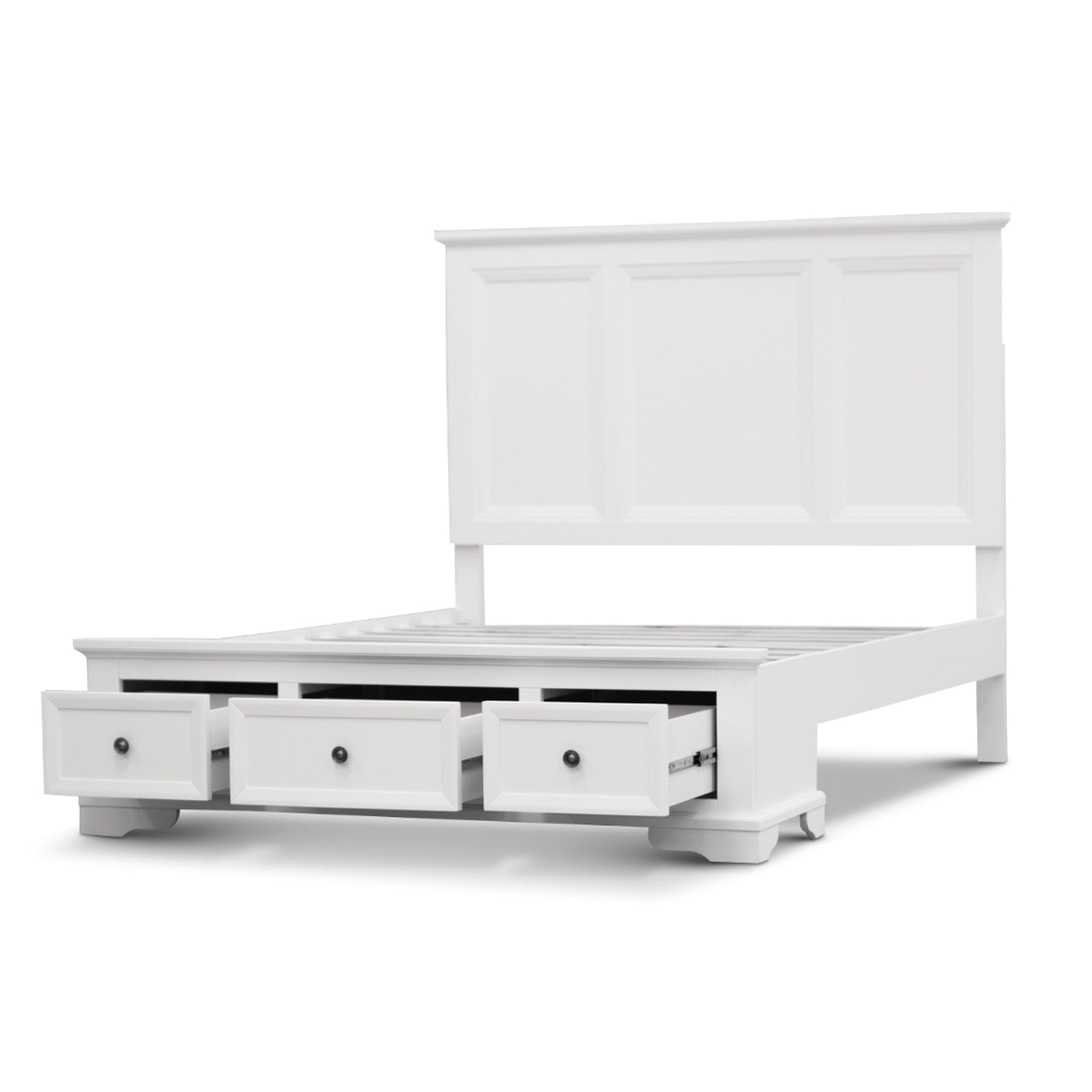 5pc King Bed Frame Bedroom Suite Bedside Dresser Mirror Package - White