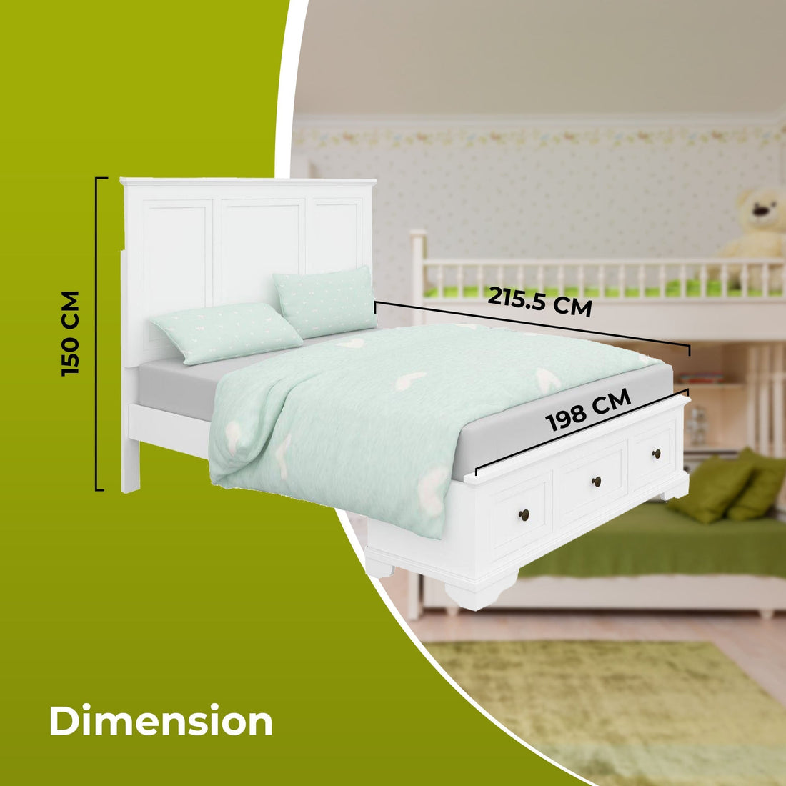 4pc King Bed Frame Bedroom Suite Timber Bedside Tallboy Package - White