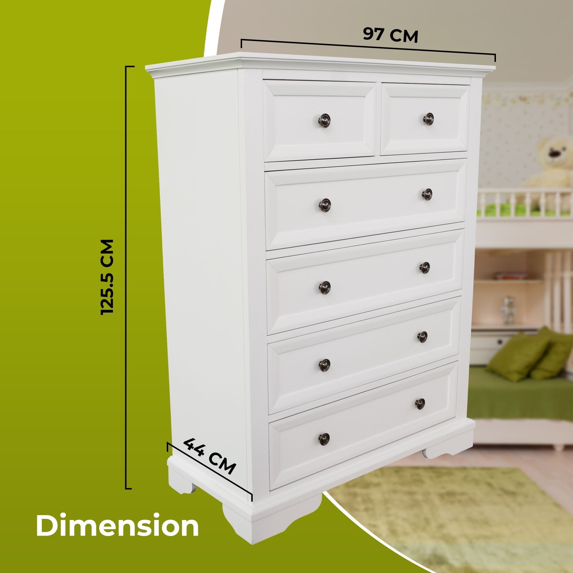 4pc King Bed Frame Bedroom Suite Timber Bedside Tallboy Package - White