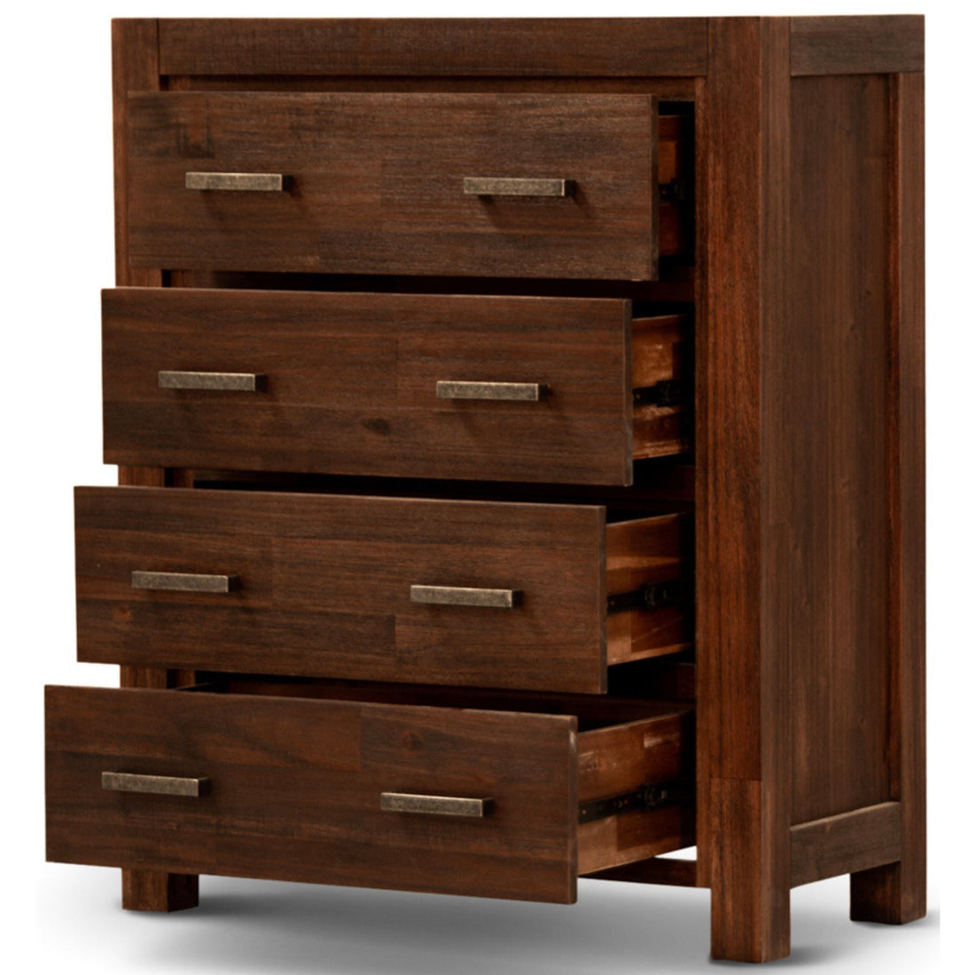 4pc King Bed Frame Suite Bedside Tallboy Furniture Package - Walnut
