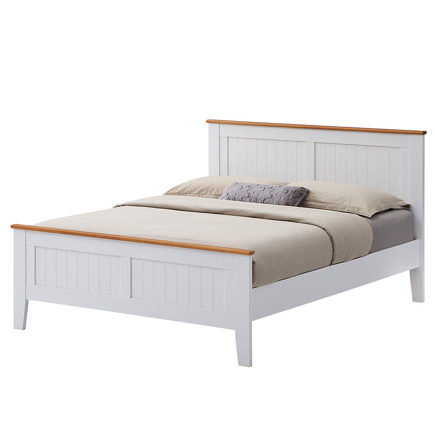 4pc Double Bed Suite Bedside Tallboy Bedroom Furniture Package - White