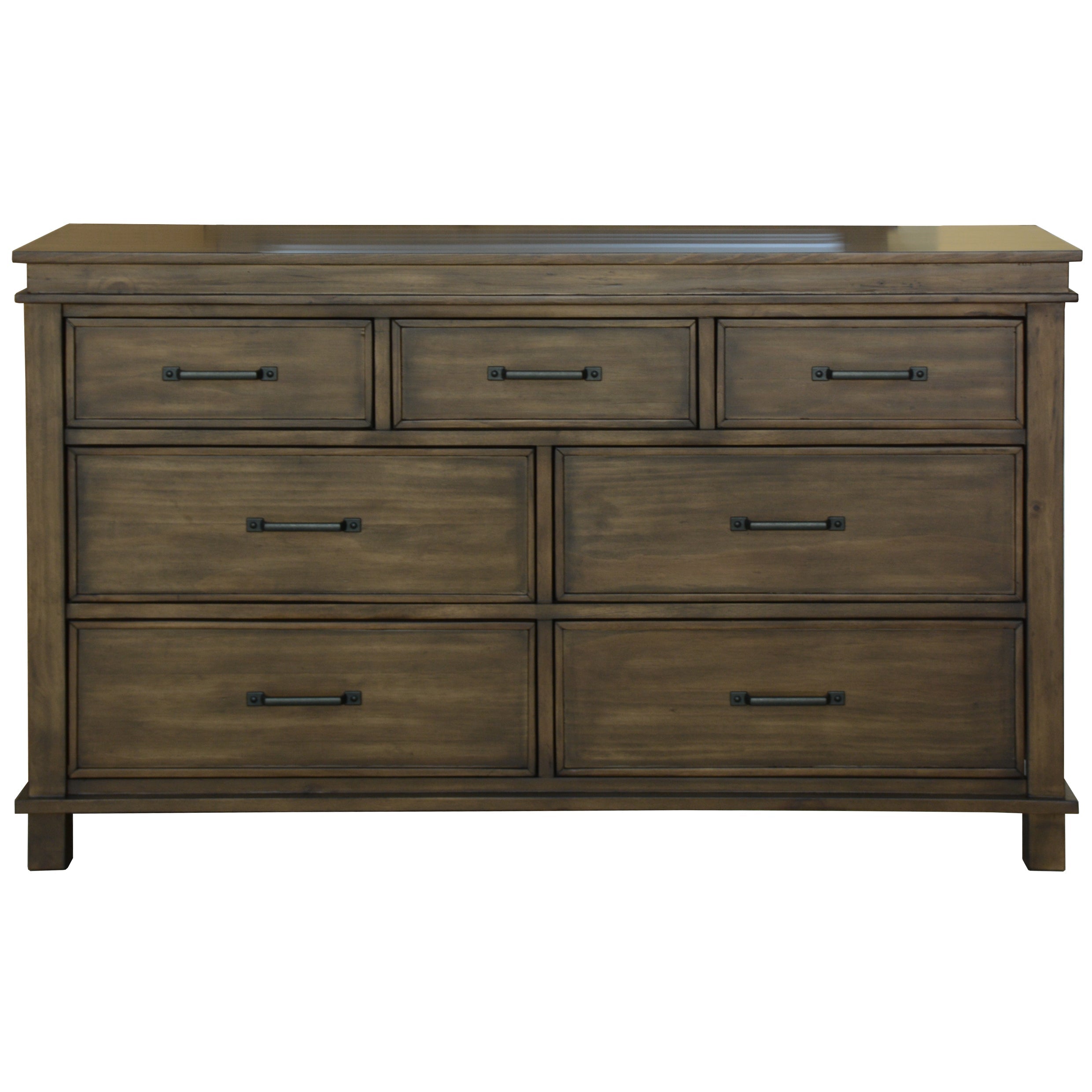 7 Chest of Drawers Solid Wood Tallboy Storage Cabinet - Rustic Grey