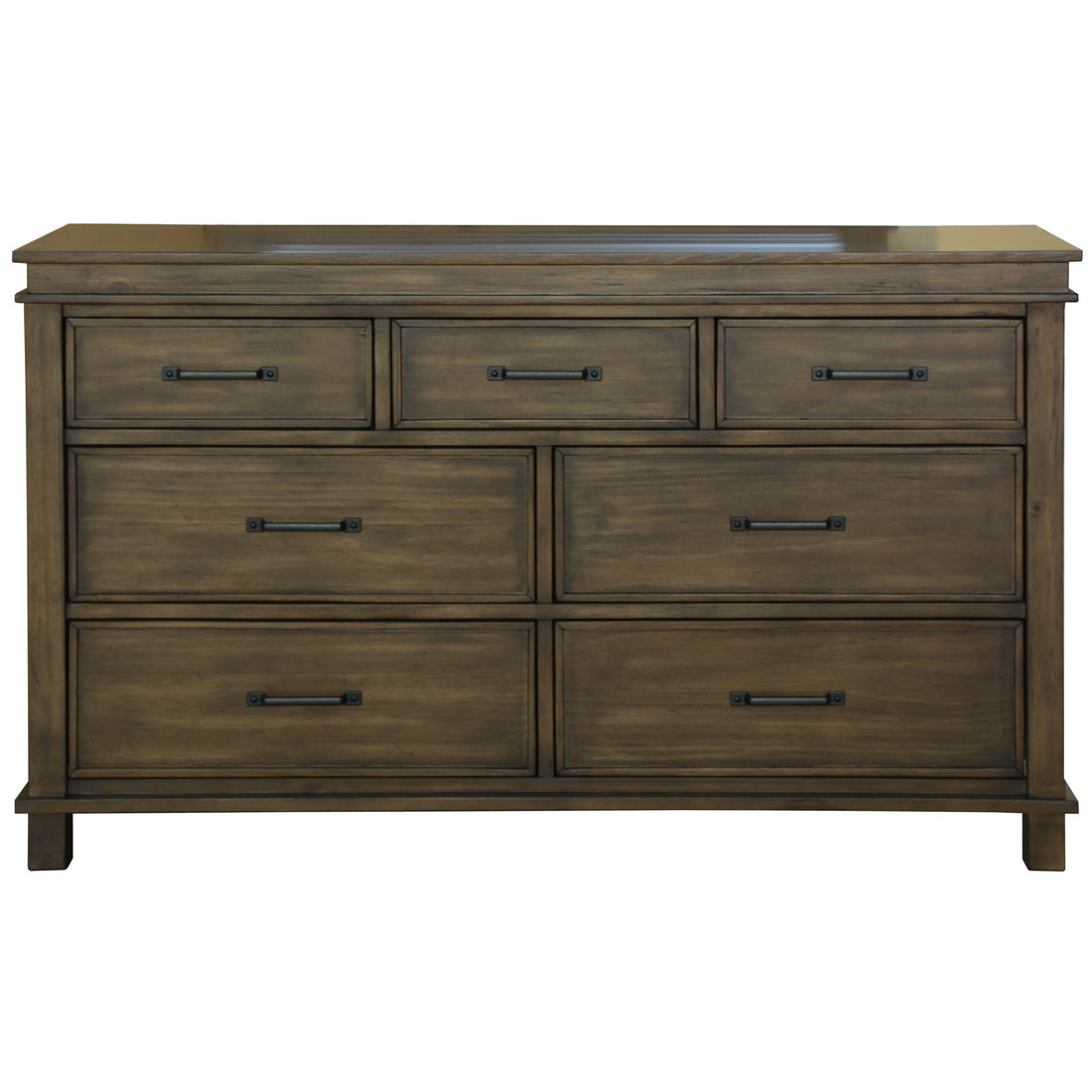 7 Chest of Drawers Solid Wood Tallboy Storage Cabinet - Rustic Grey