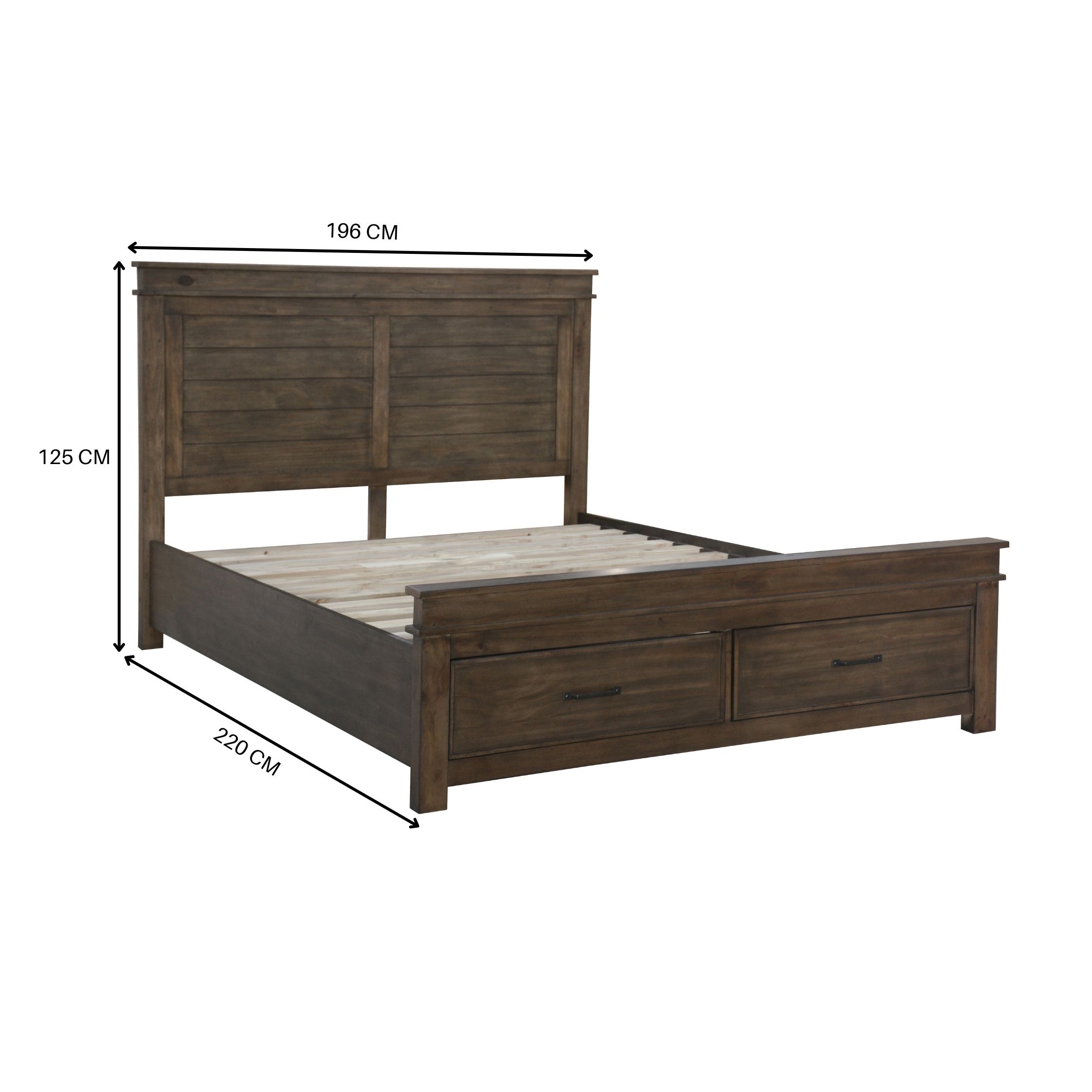 5pc King Bed Suite Bedside Dresser Bedroom Furniture Package - Rustic Grey