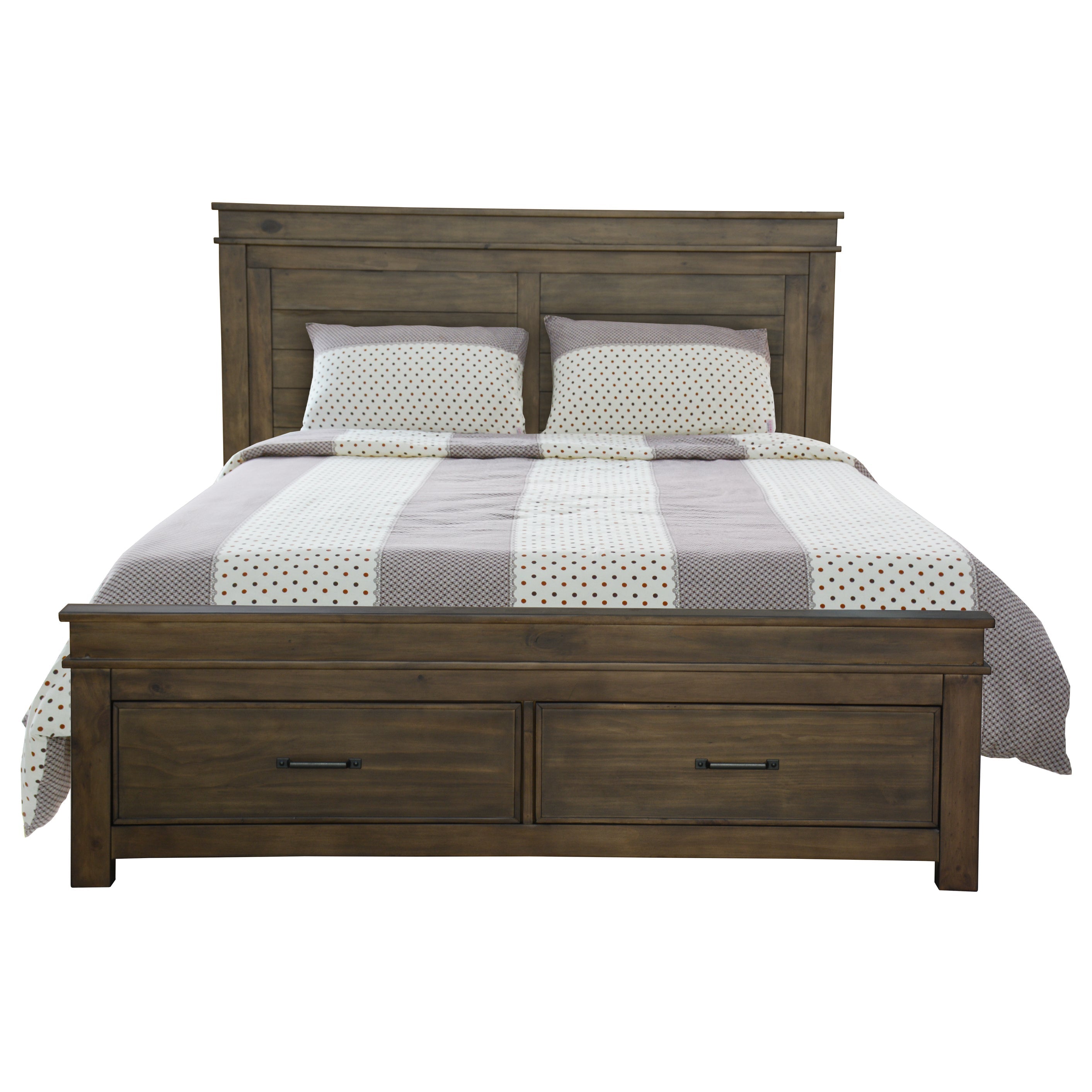 5pc Queen Bed Suite Bedside Dresser Bedroom Furniture Package - Rustic Grey