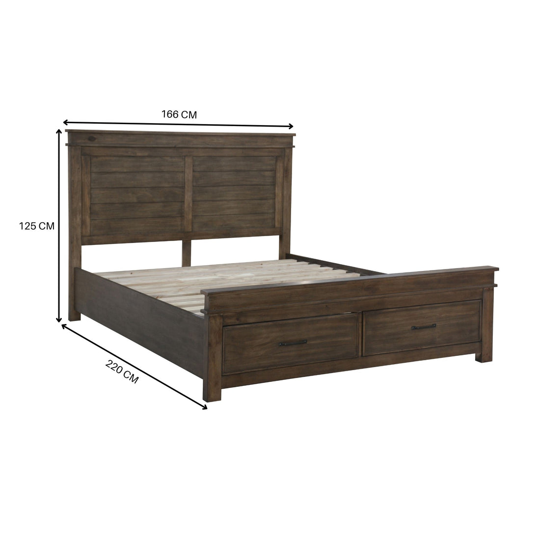 5pc Queen Bed Suite Bedside Dresser Bedroom Furniture Package - Rustic Grey