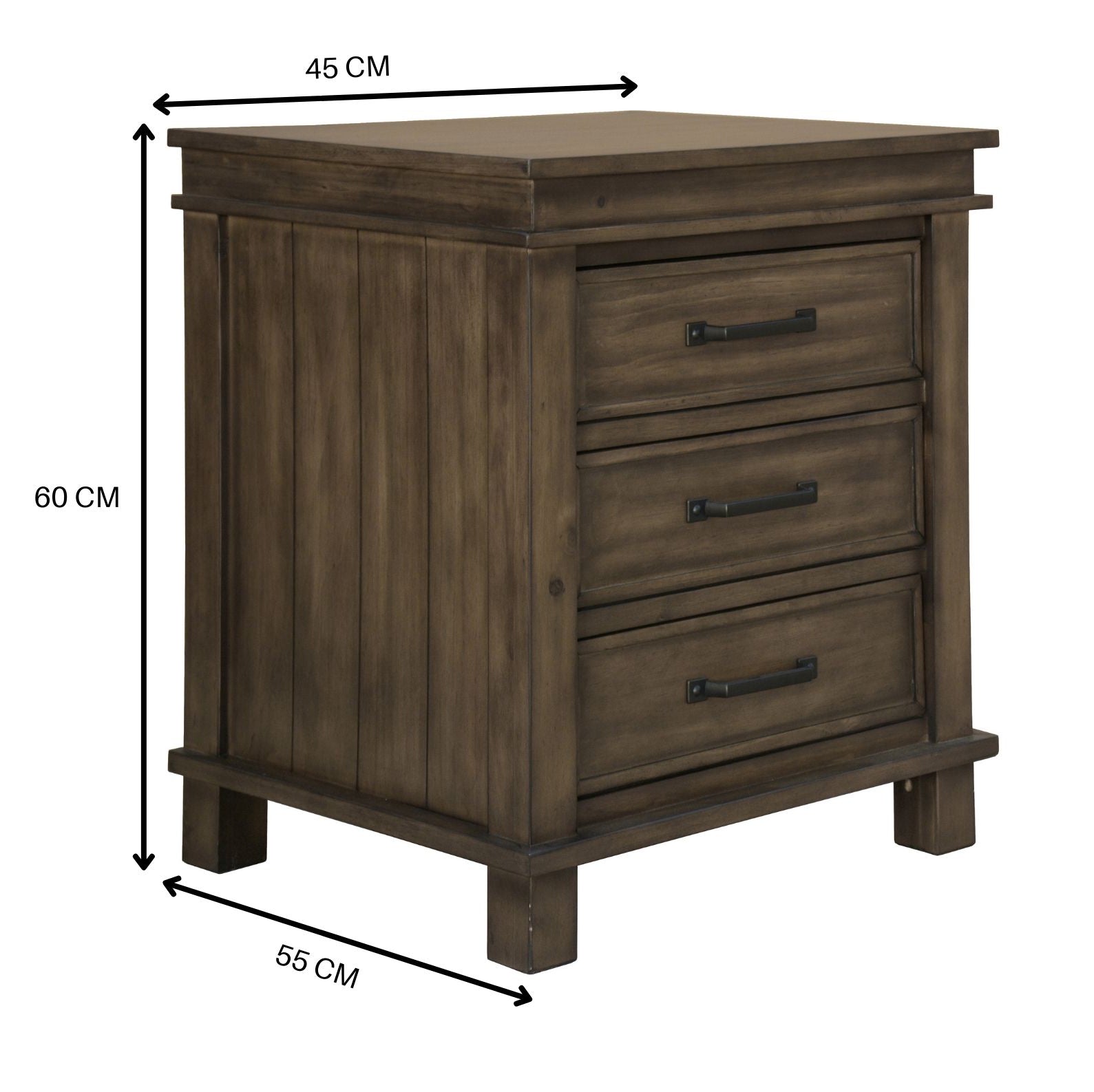 5pc Queen Bed Suite Bedside Dresser Bedroom Furniture Package - Rustic Grey