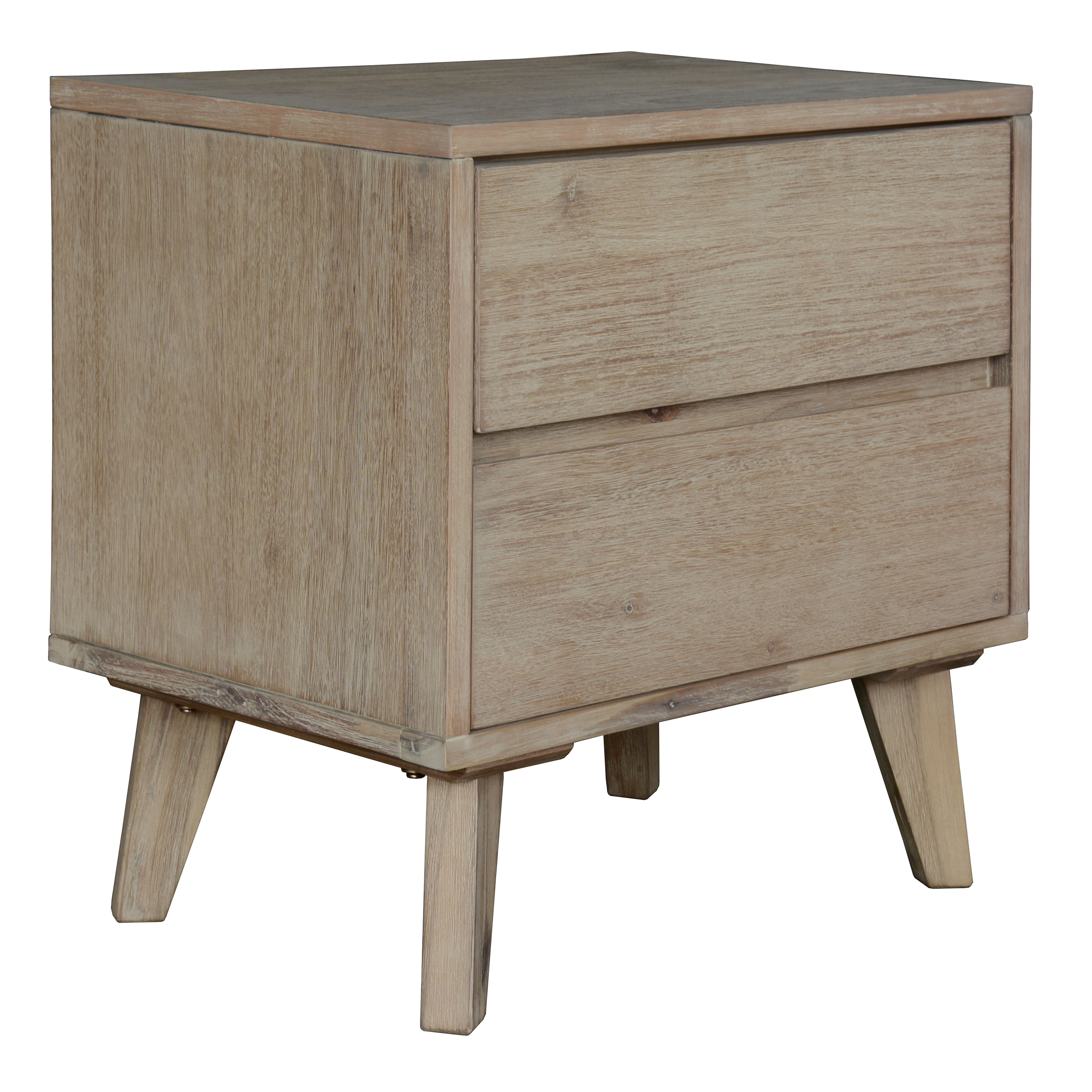 2 Drawer Bedside Nightstand Storage Cabinet Shelf Side End Table - Brushed Smoke