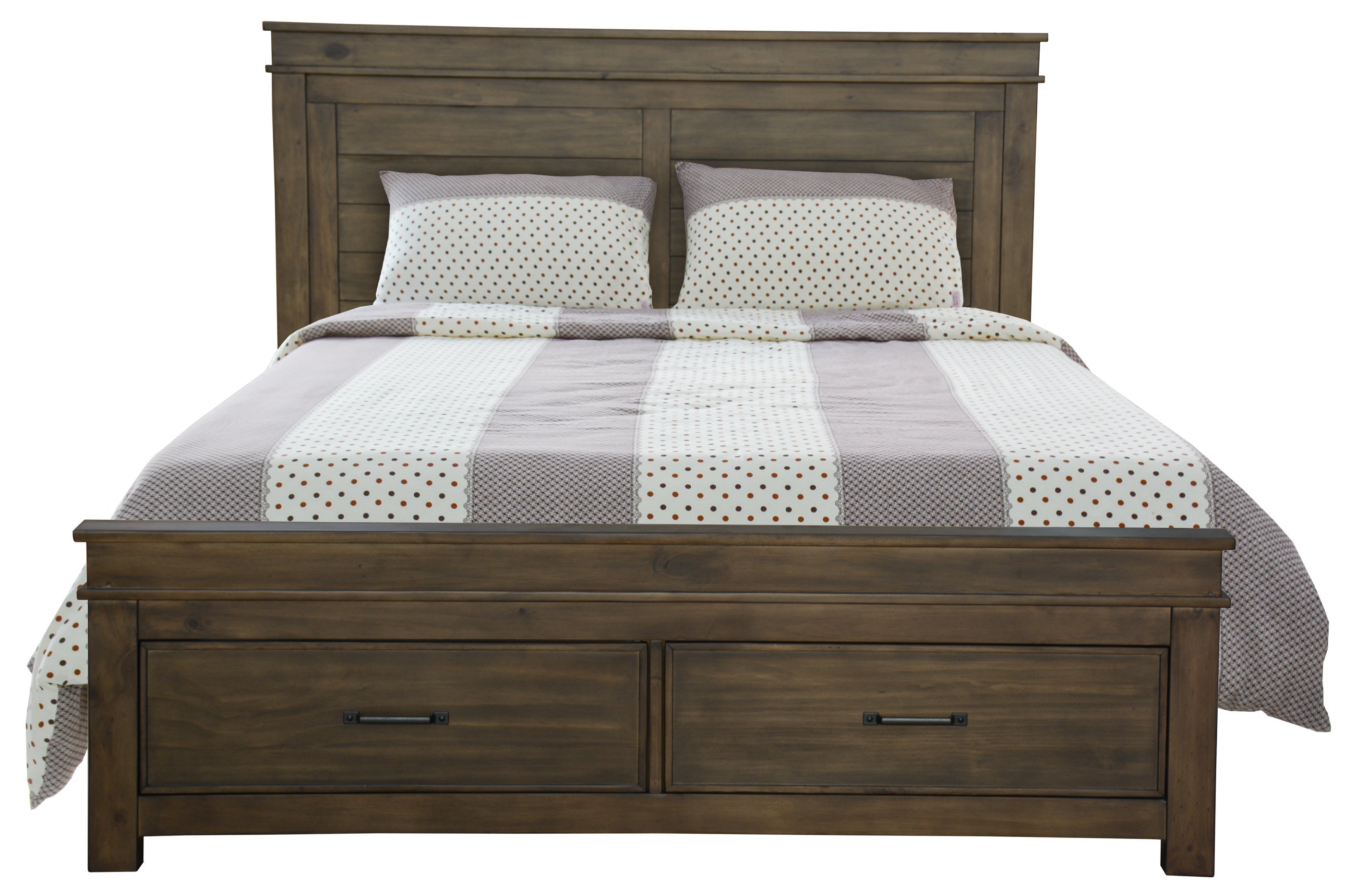 4pc King Bed Suite Bedside Tallboy Bedroom Furniture Package - Rustic Grey
