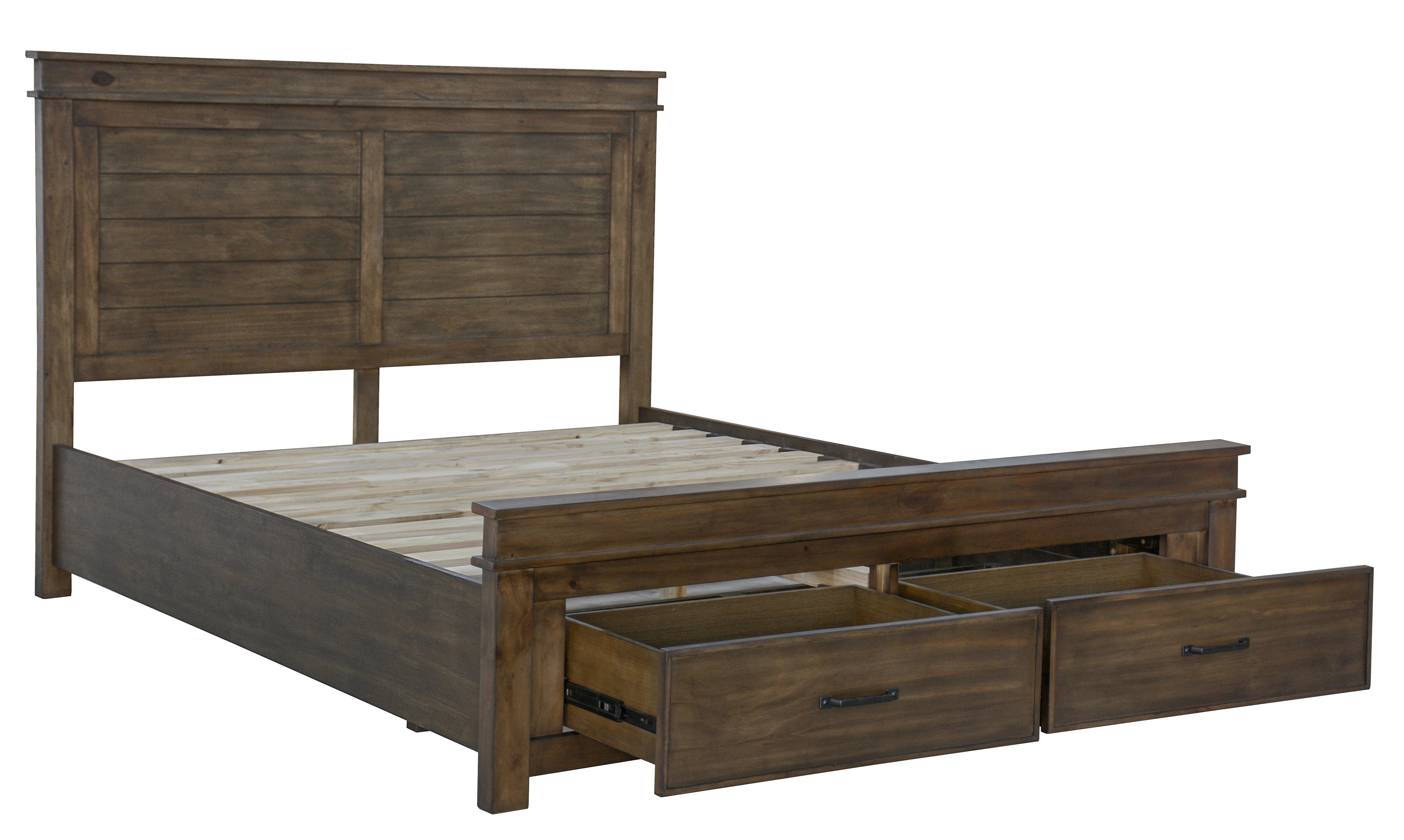 4pc King Bed Suite Bedside Tallboy Bedroom Furniture Package - Rustic Grey
