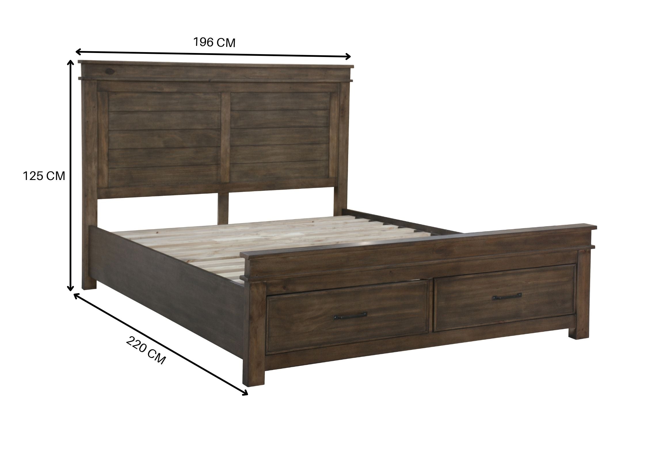 4pc King Bed Suite Bedside Tallboy Bedroom Furniture Package - Rustic Grey