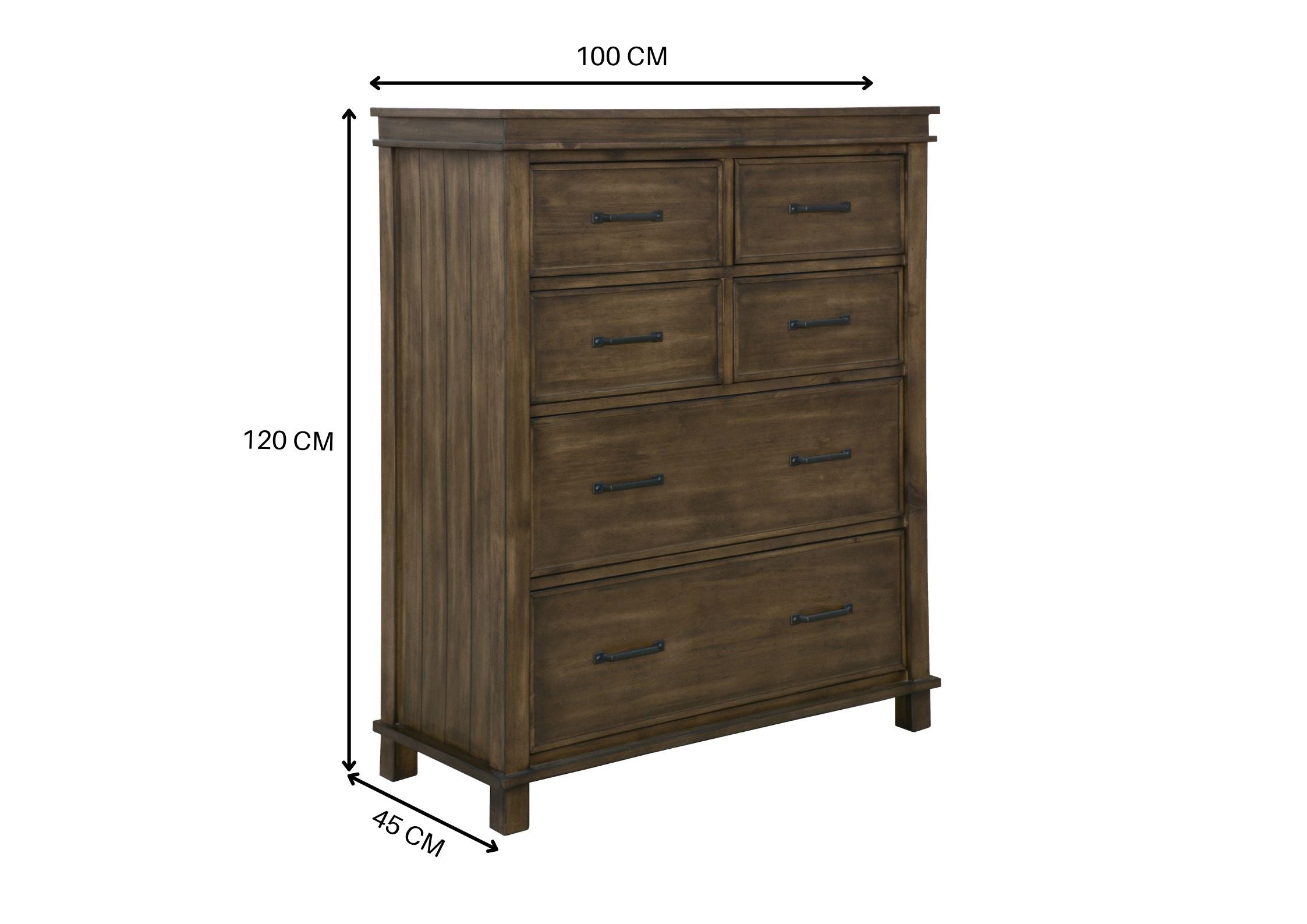 4pc Queen Bed Suite Bedside Tallboy Bedroom Furniture Package - Rustic Grey