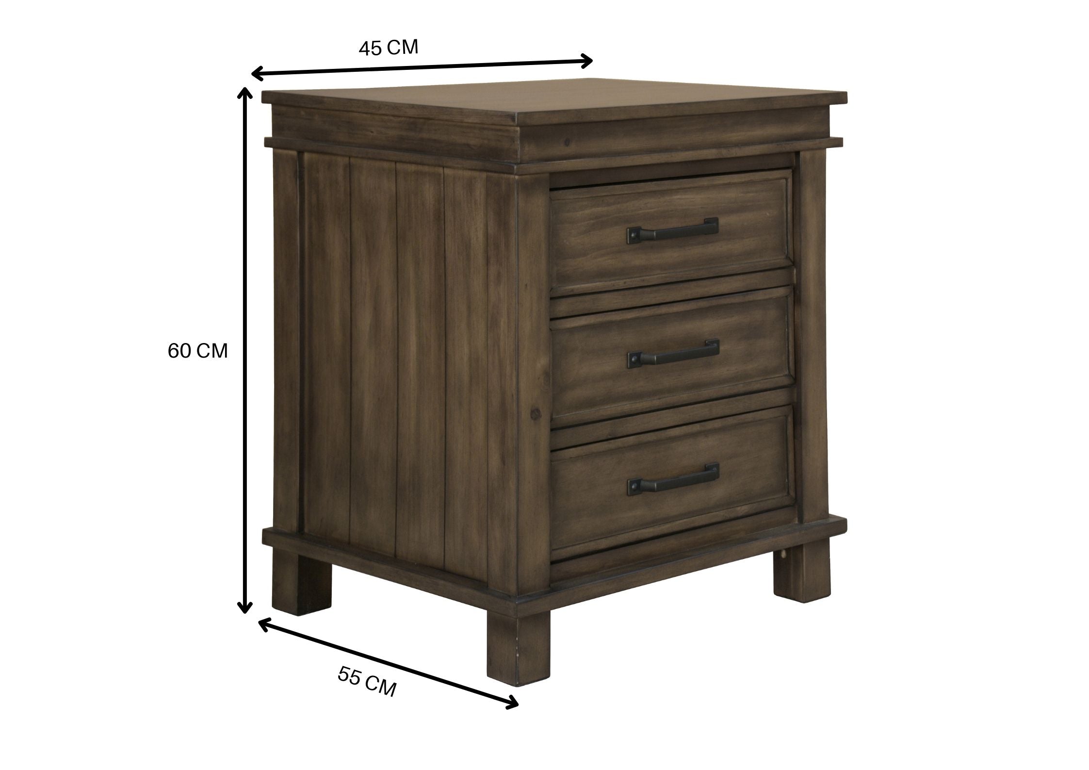 4pc Queen Bed Suite Bedside Tallboy Bedroom Furniture Package - Rustic Grey