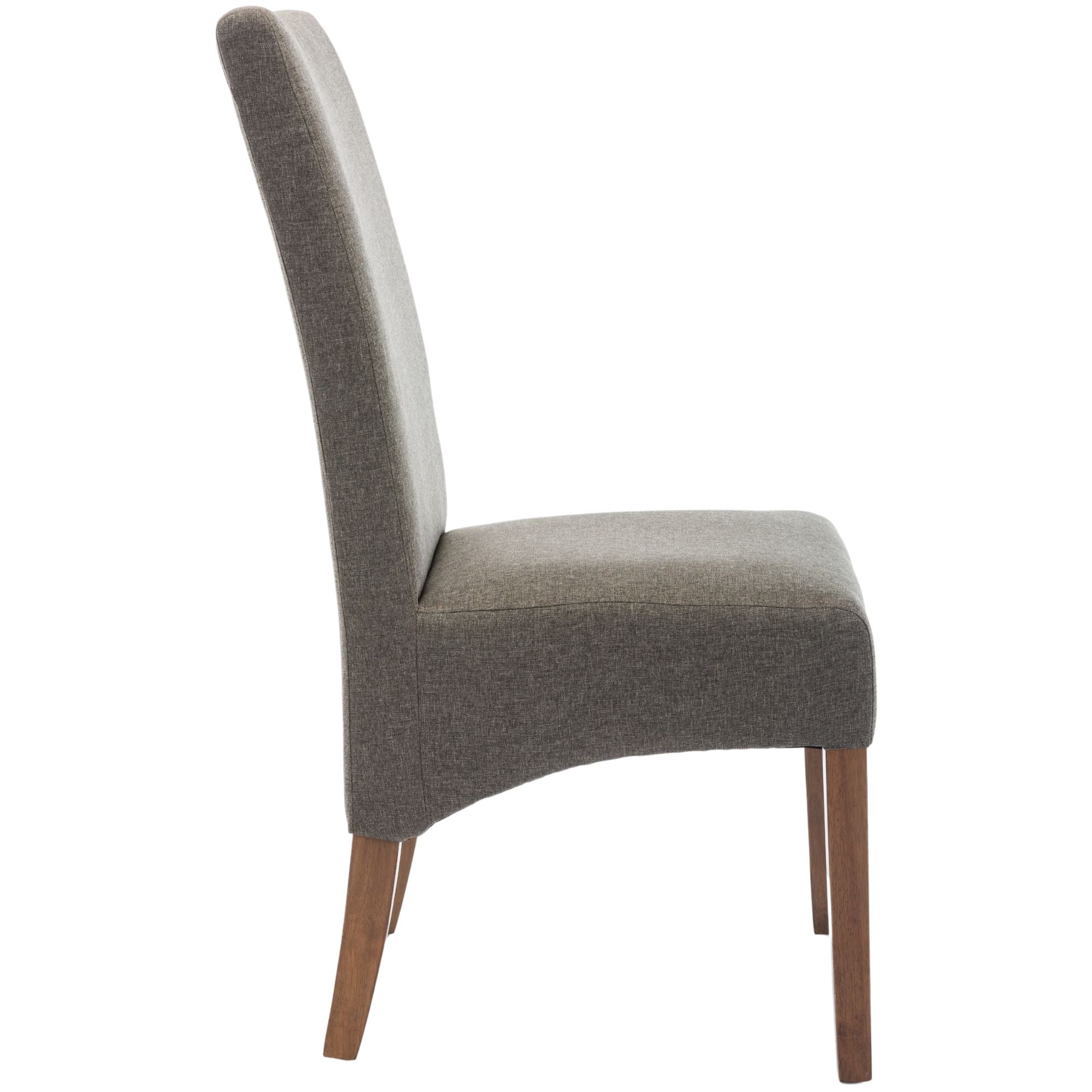 Set of 6 Fabric Upholstered Dining Chair Solid Pine Wood Furniture - Grey