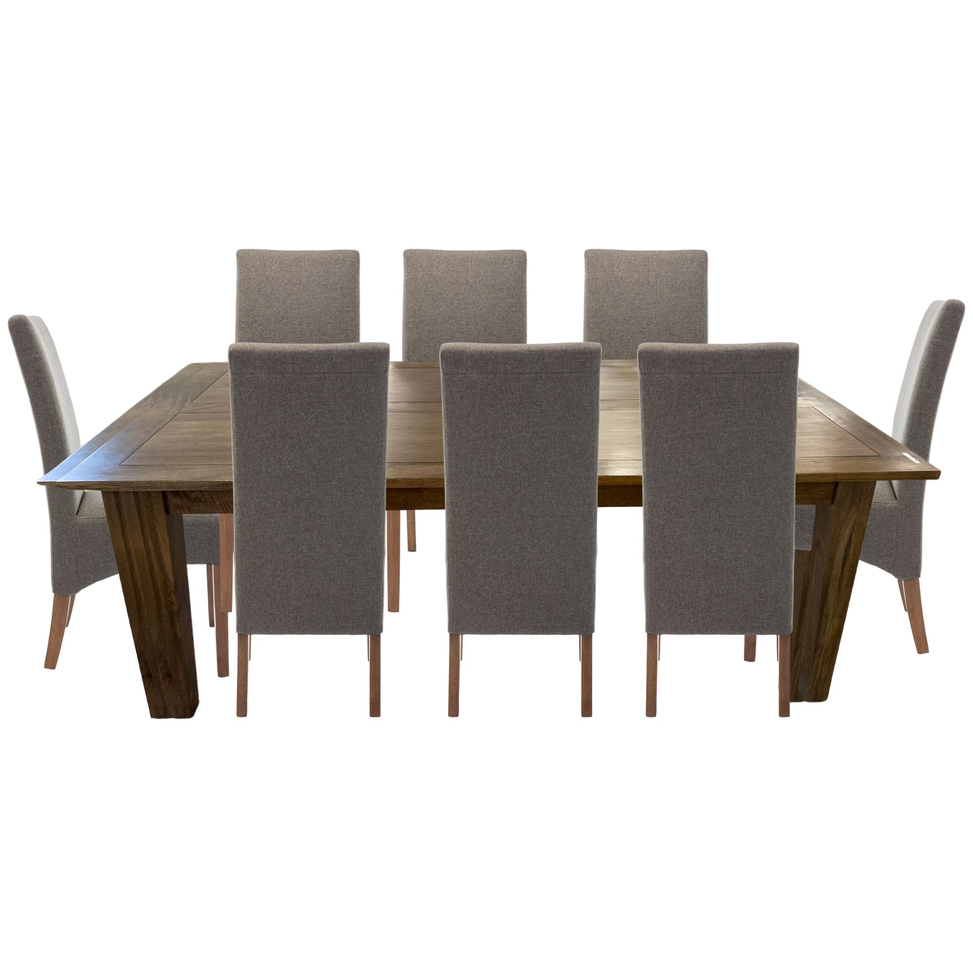 Set of 6 Fabric Upholstered Dining Chair Solid Pine Wood Furniture - Grey