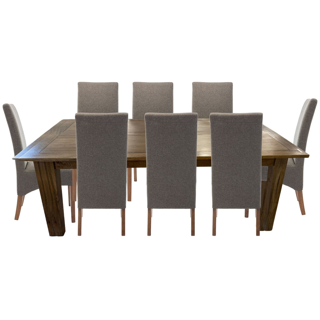 Set of 6 Fabric Upholstered Dining Chair Solid Pine Wood Furniture - Grey