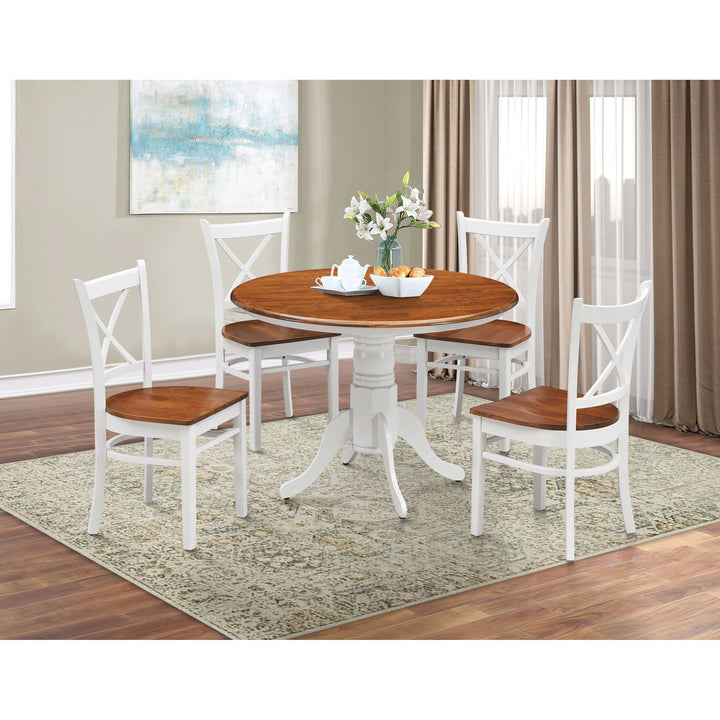 Chair Set of 8 Crossback Solid Rubber Wood Furniture - White Oak