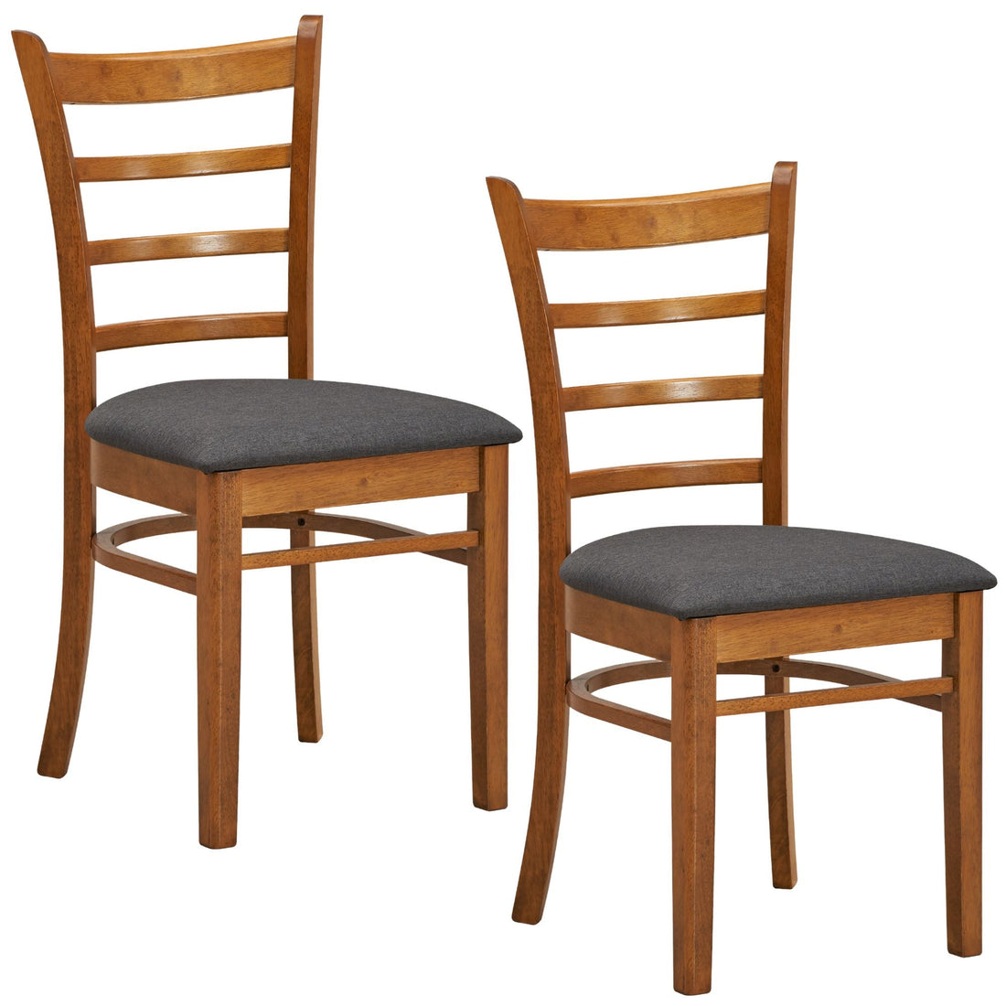 Set of 2 Crossback Solid Rubber Wood Fabric Seat - Walnut