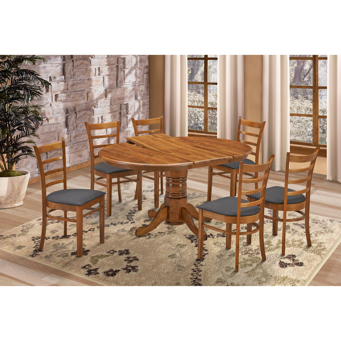 Set of 2 Crossback Solid Rubber Wood Fabric Seat - Walnut