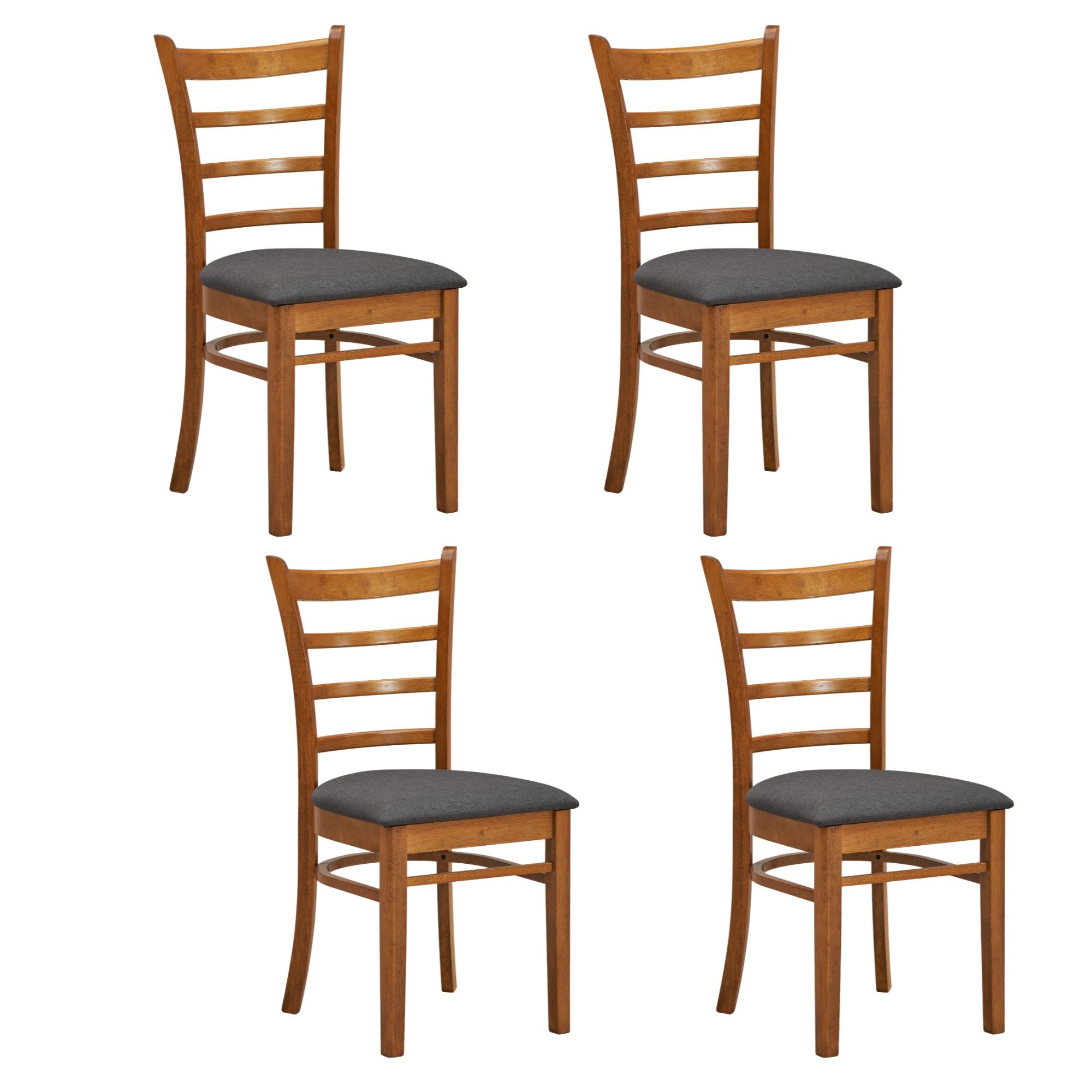 Set of 4 Crossback Solid Rubber Wood Fabric Seat - Walnut