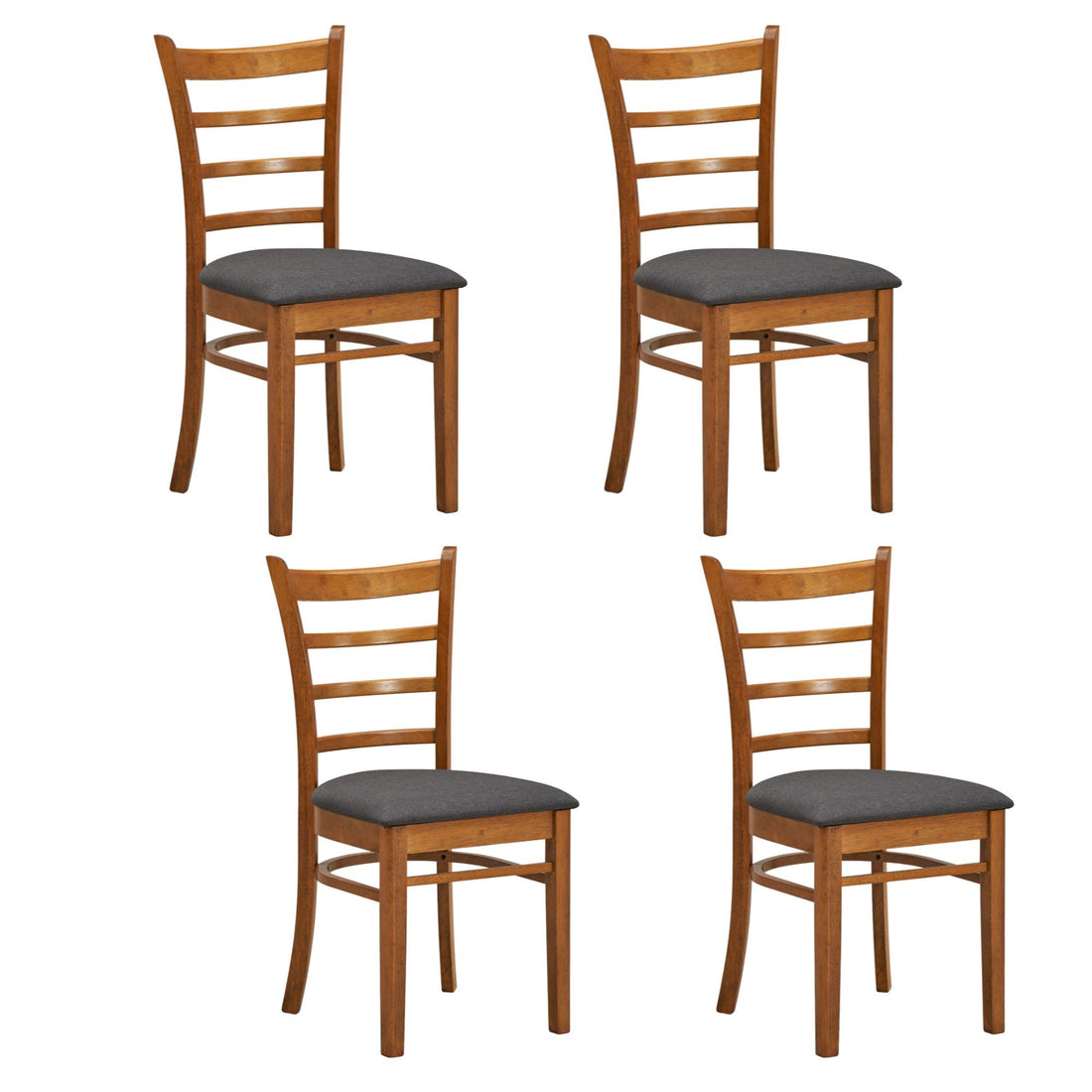 Set of 4 Crossback Solid Rubber Wood Fabric Seat - Walnut