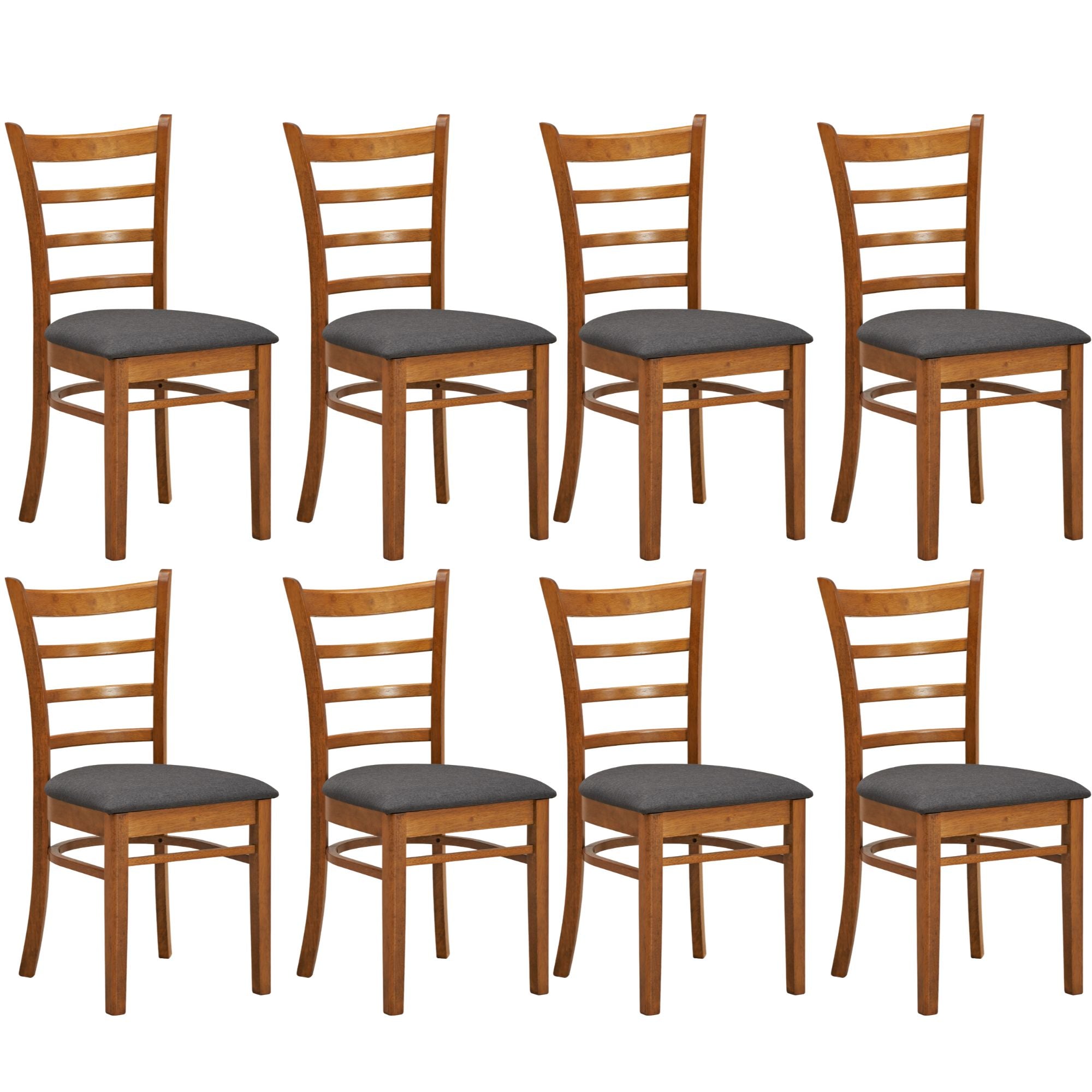 Set of 8 Crossback Solid Rubber Wood Fabric Seat - Walnut