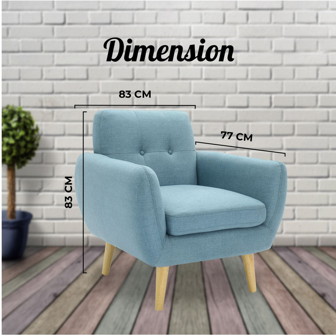 Dane 3 + 1 + 1 Seater Fabric Upholstered Sofa Armchair Lounge Couch - Blue