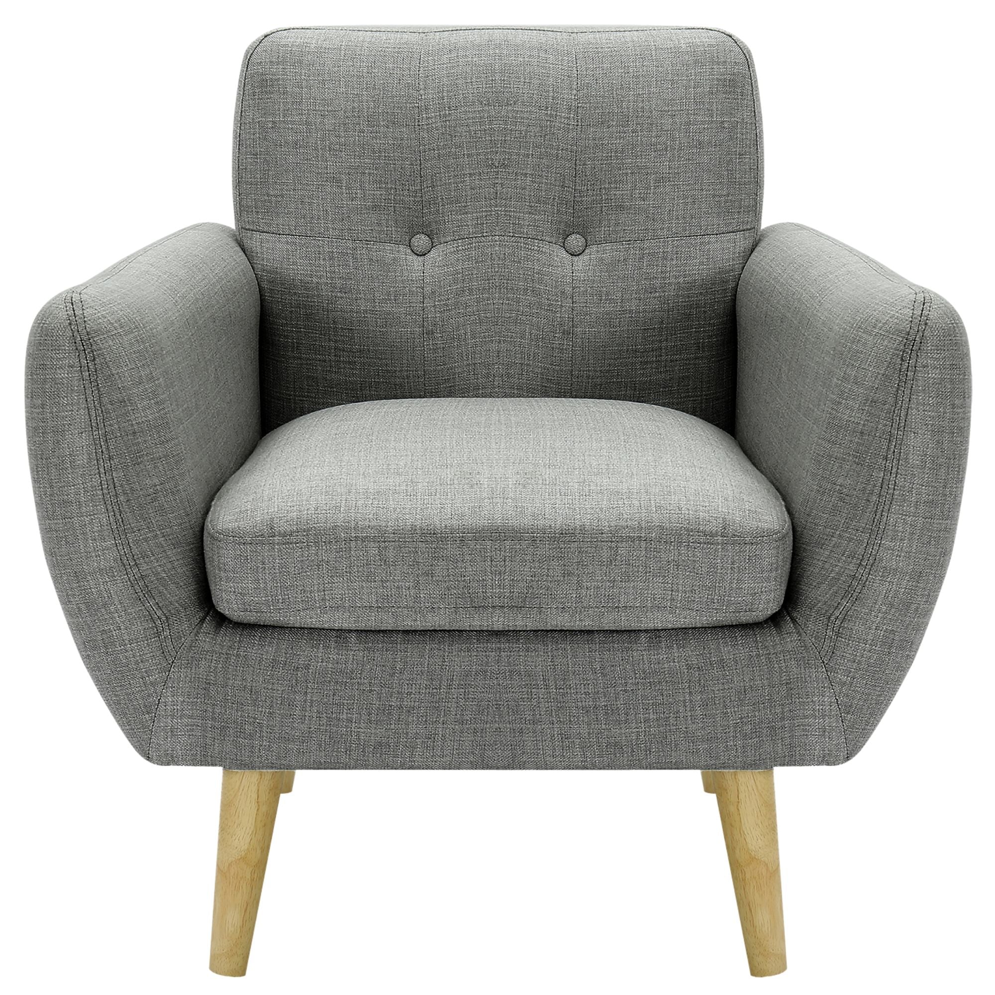 Dane Single Seater Fabric Upholstered Sofa Armchair Set of 2 - Mid Grey