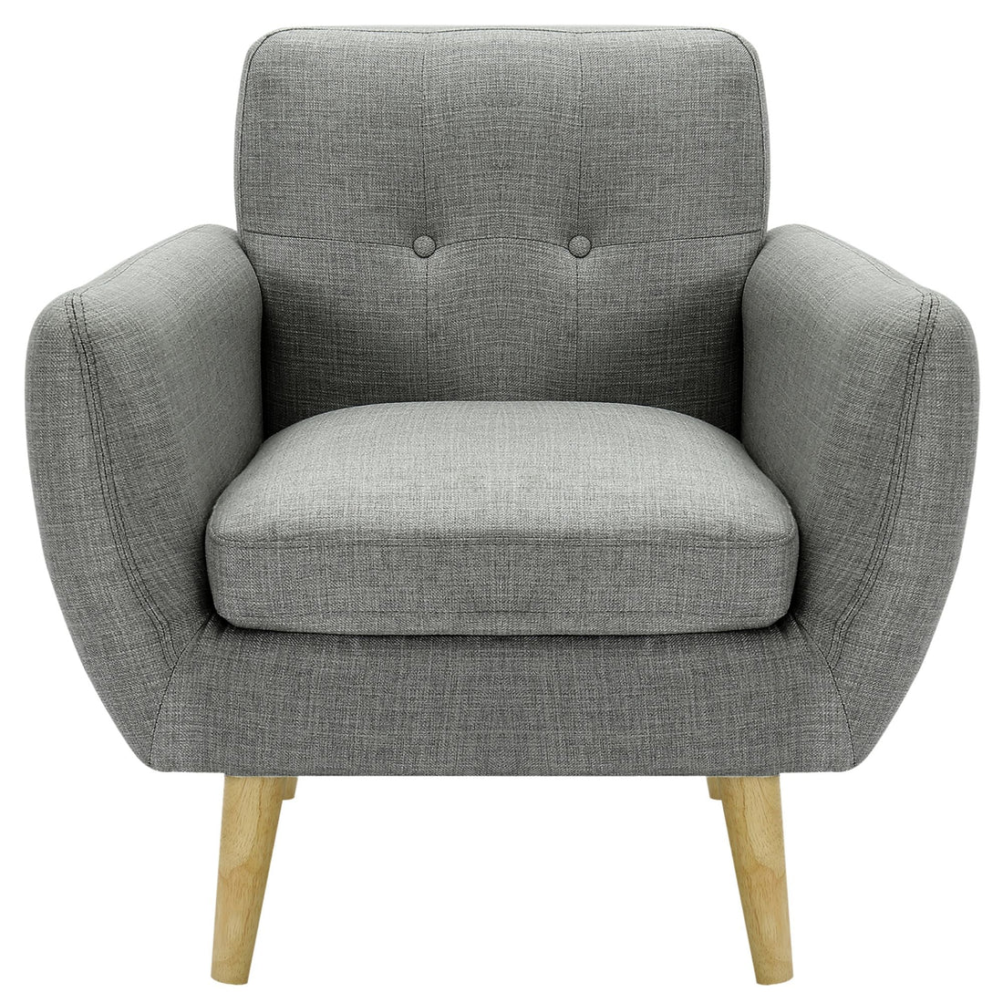 Dane Single Seater Fabric Upholstered Sofa Armchair Set of 2 - Mid Grey