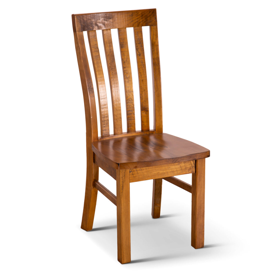 Set of 4 Solid Pine Timber Wood Seat - Rustic Oak