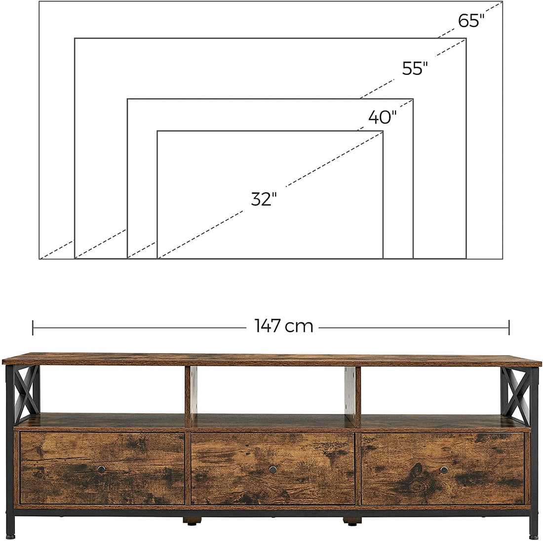 VASAGLE TV Stand Cabinet 147 x 40 x 50 cm