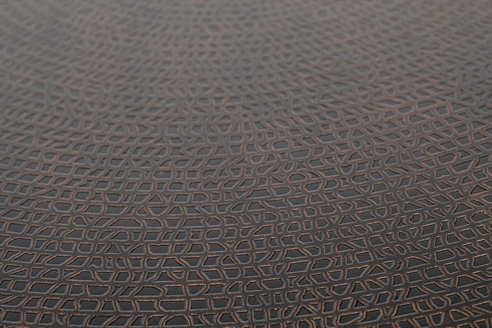 Stylish Ultra Mod Black Round Coffee Table with Copper Finish Engraved Top