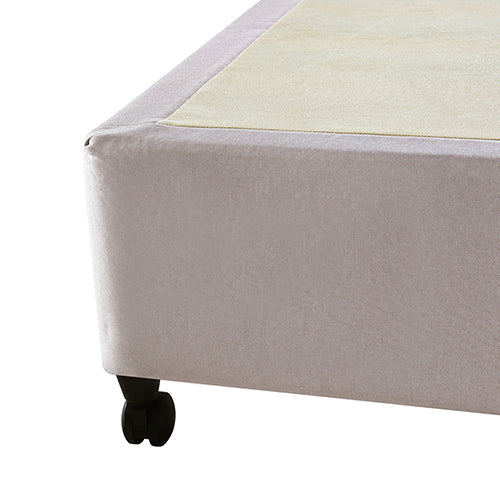Double Size Mattress Base Ensemble Solid Wooden Slat in Beige with Removable Cover
