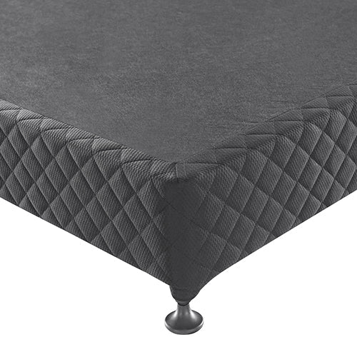 Double Size Mattress Base Ensemble Solid Wooden Slat in Charcoal with Removable Cover
