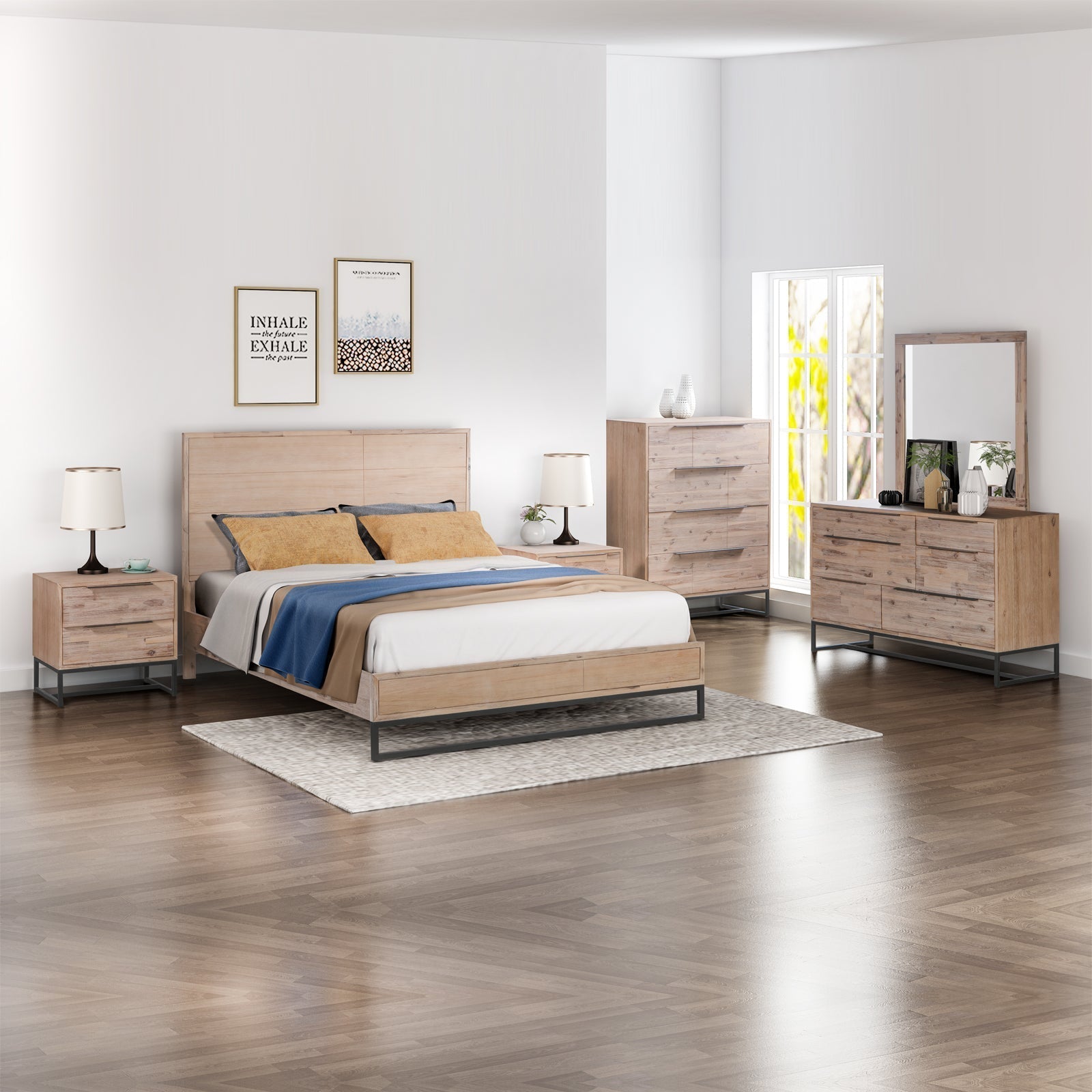5 Pieces King Size Bedroom Suite made in Solid Wood